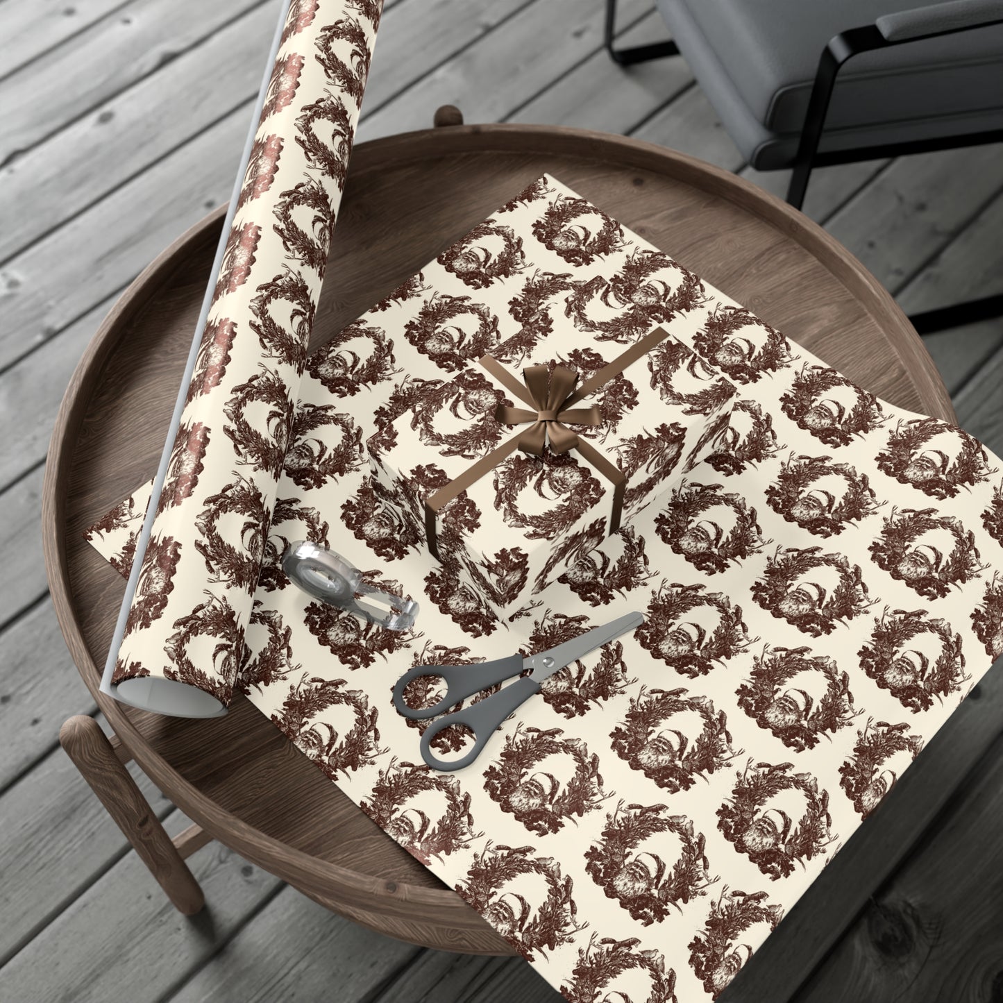 Woodland Gift Wrap / cream + sepia