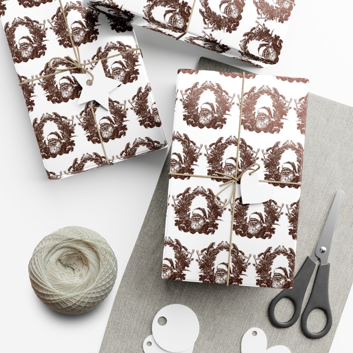 Woodland Gift Wrap / white + sepia