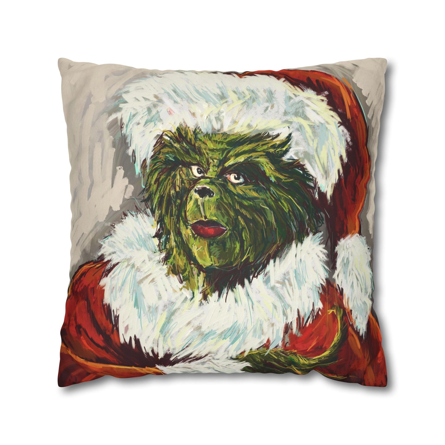 Grinch color Faux Suede Pillow Case (no insert)