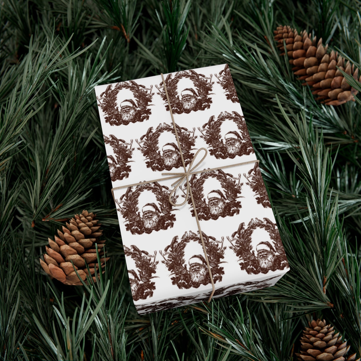 Woodland Gift Wrap / white + sepia