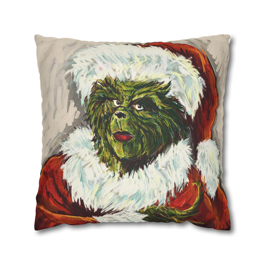 GRINCH / SANTA COLOR  Double Sided Pillow  (no insert)