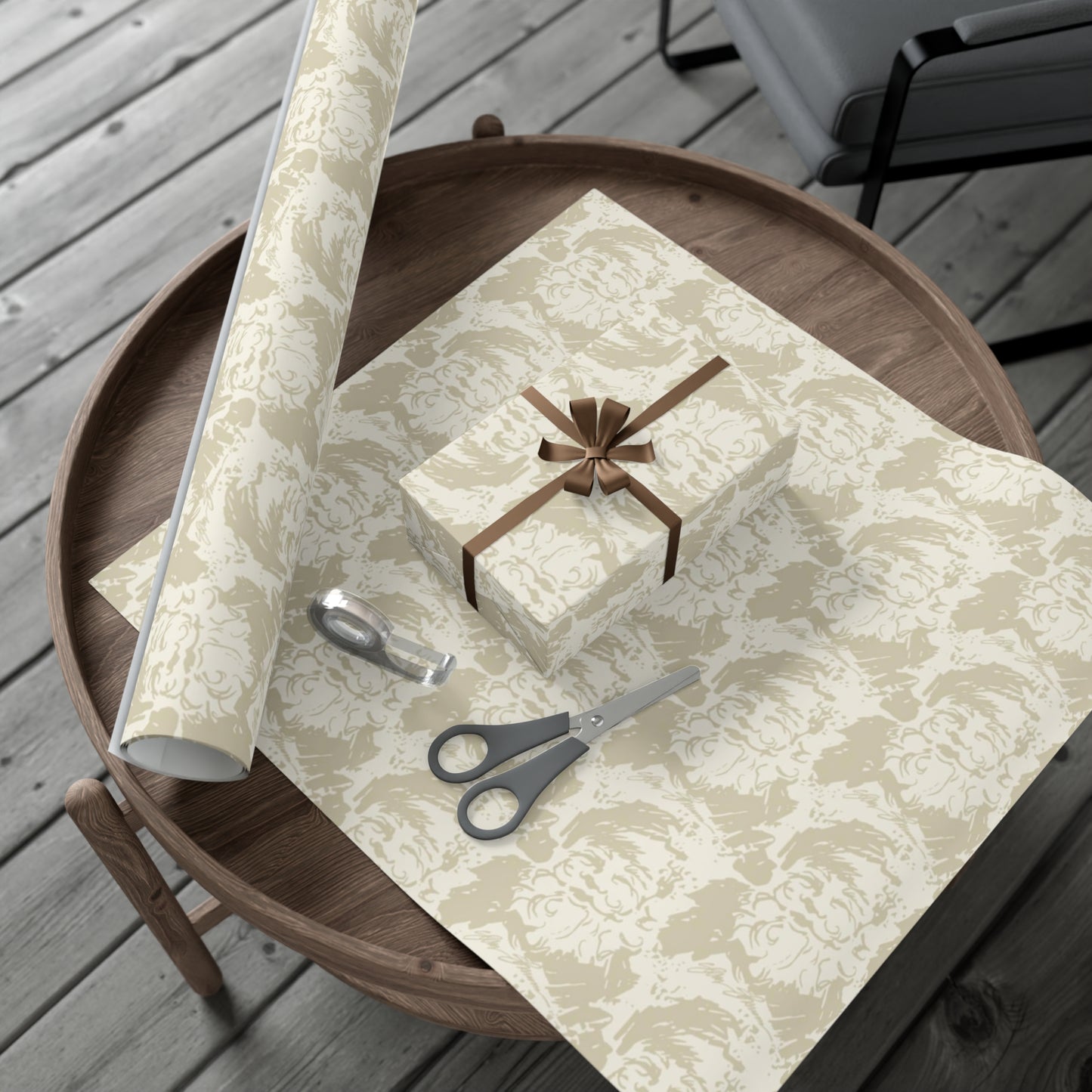 Cream & Taupe Santa Gift Wrap