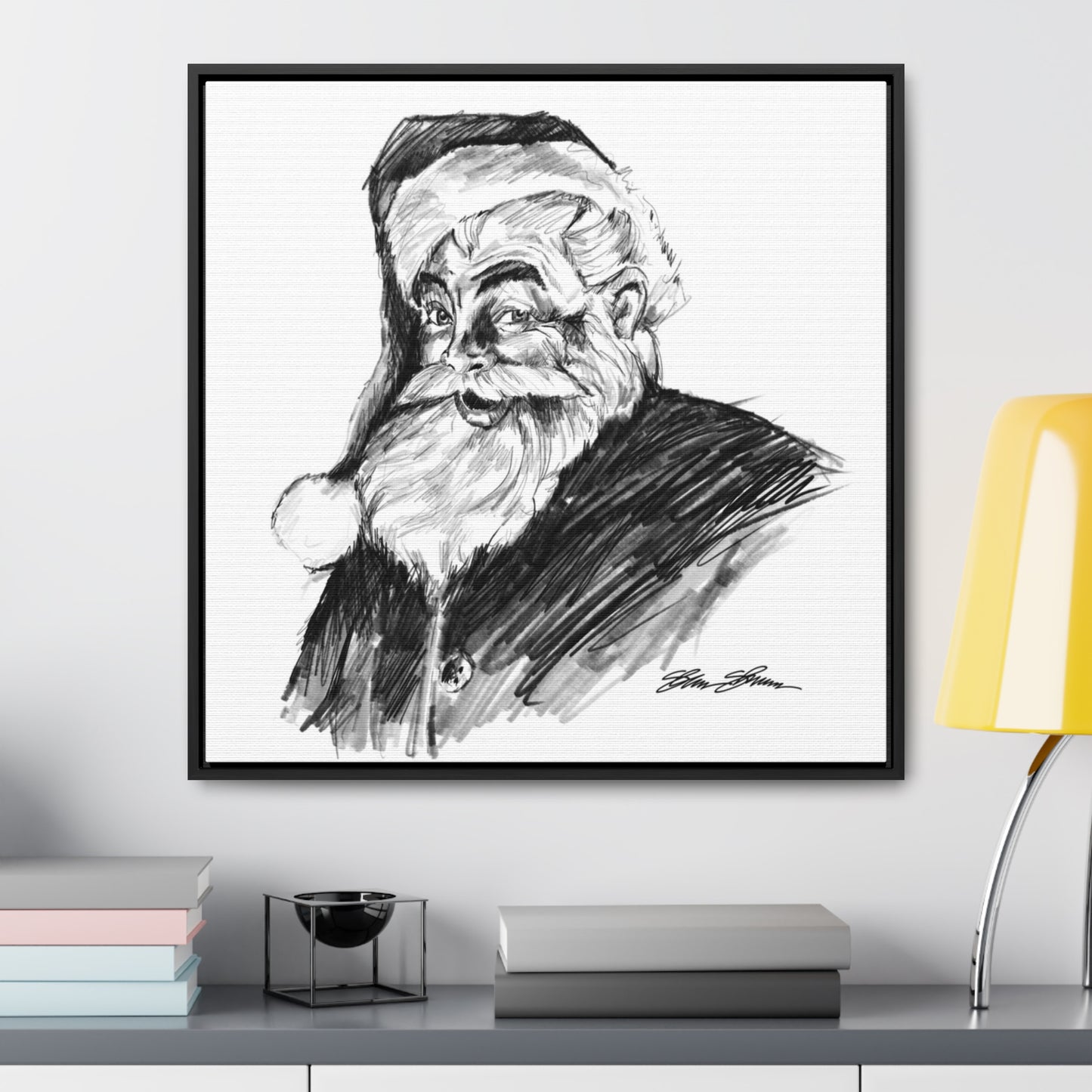 Classic Santa Sketch on Canvas (print)