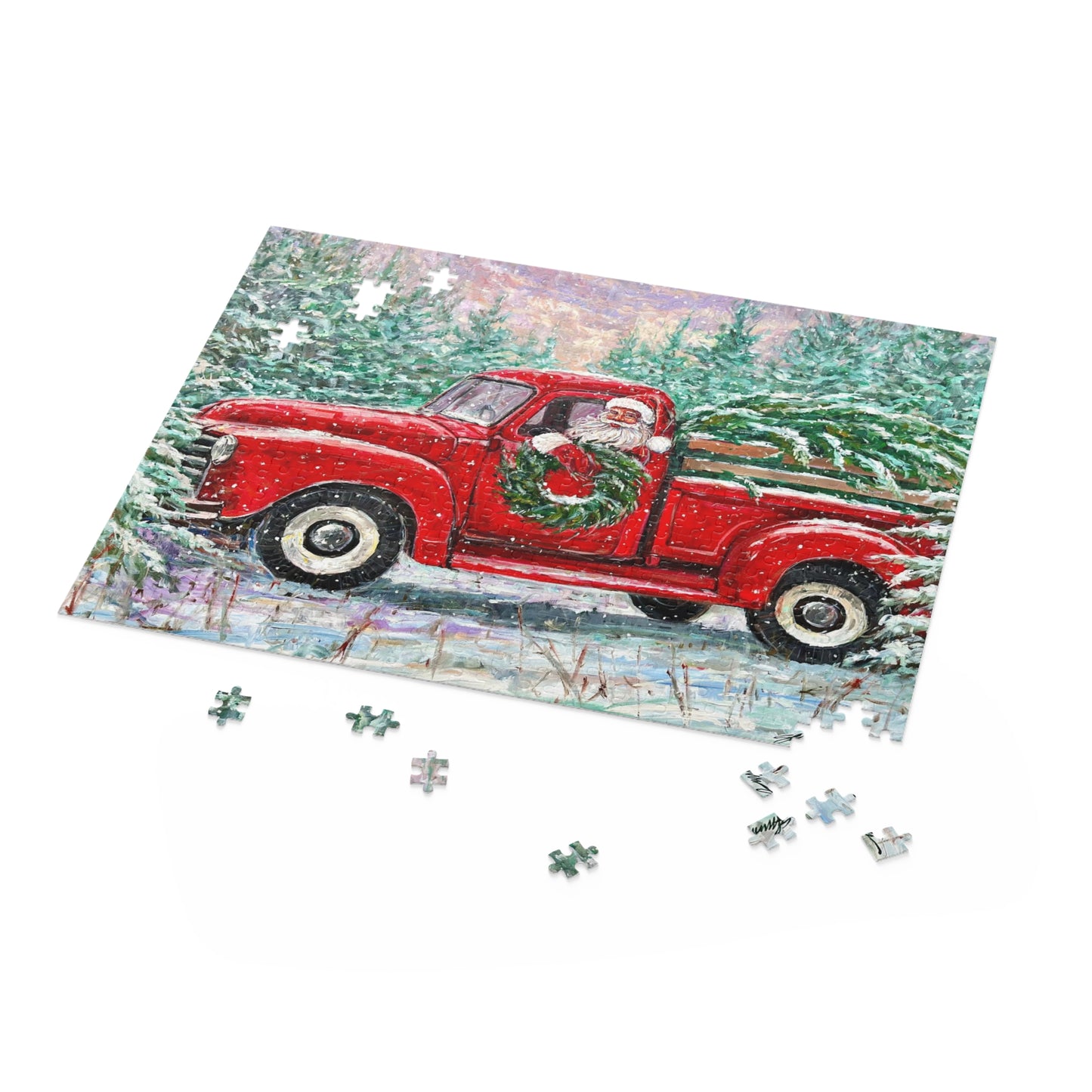 Red Truck Santa 500 piece puzzle