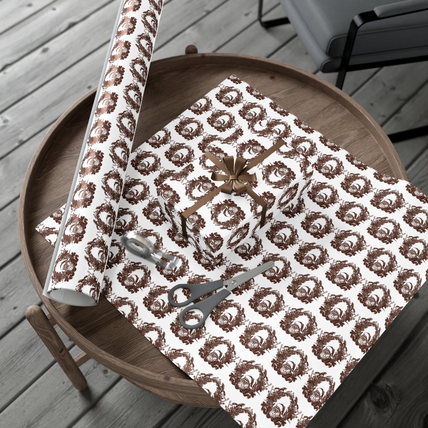 Woodland Gift Wrap / white + sepia