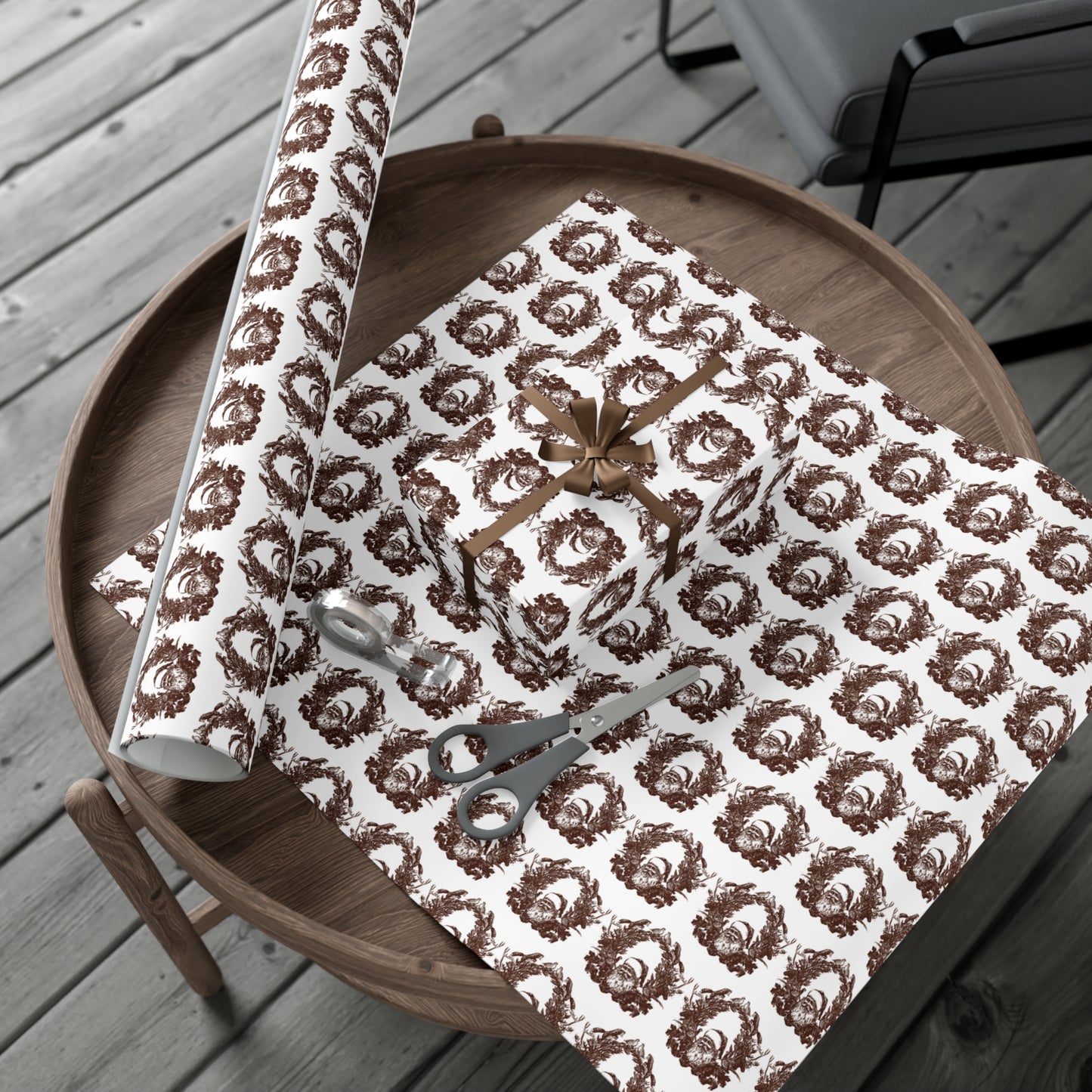 Woodland Gift Wrap / white + sepia