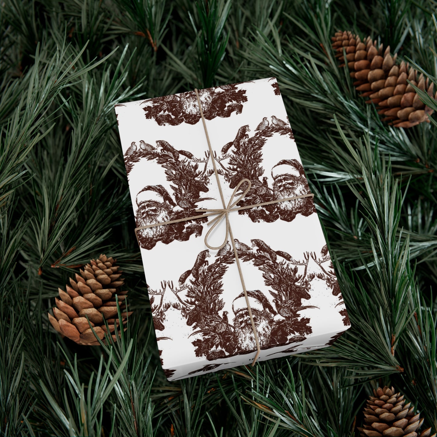 Woodland Gift Wrap / white + sepia