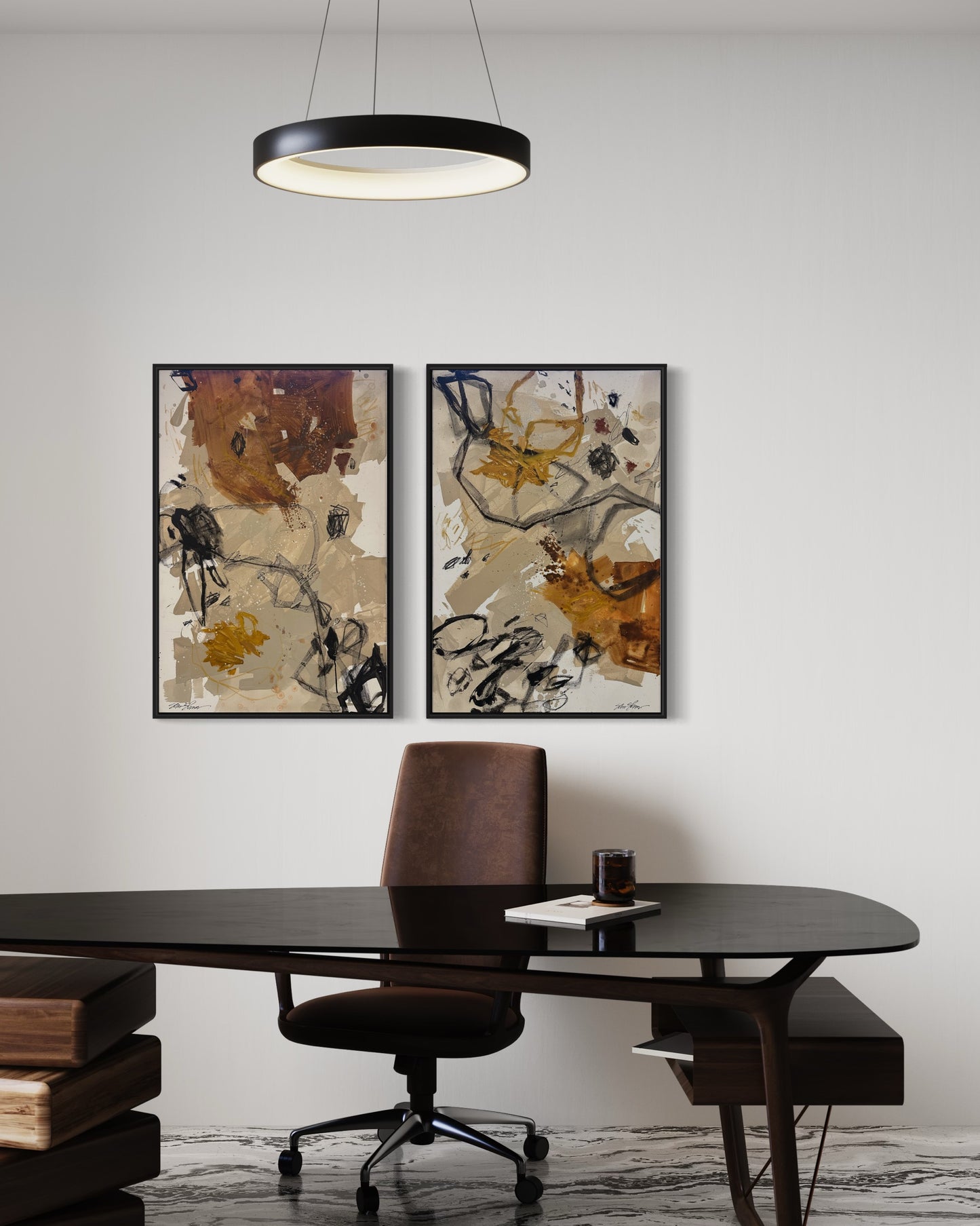 24x36” Rust Abstract Pair