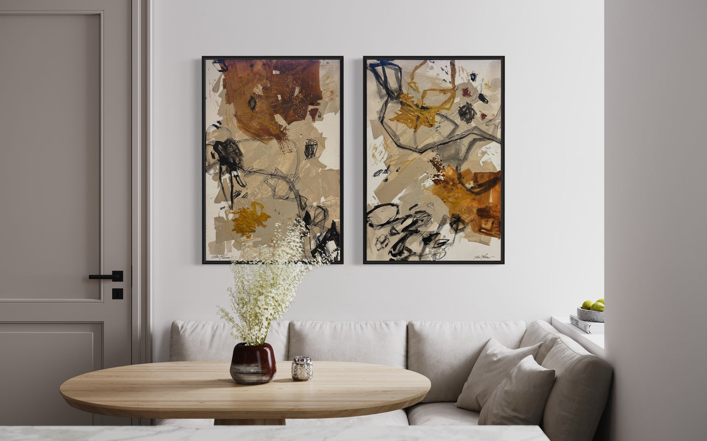 24x36” Rust Abstract Pair