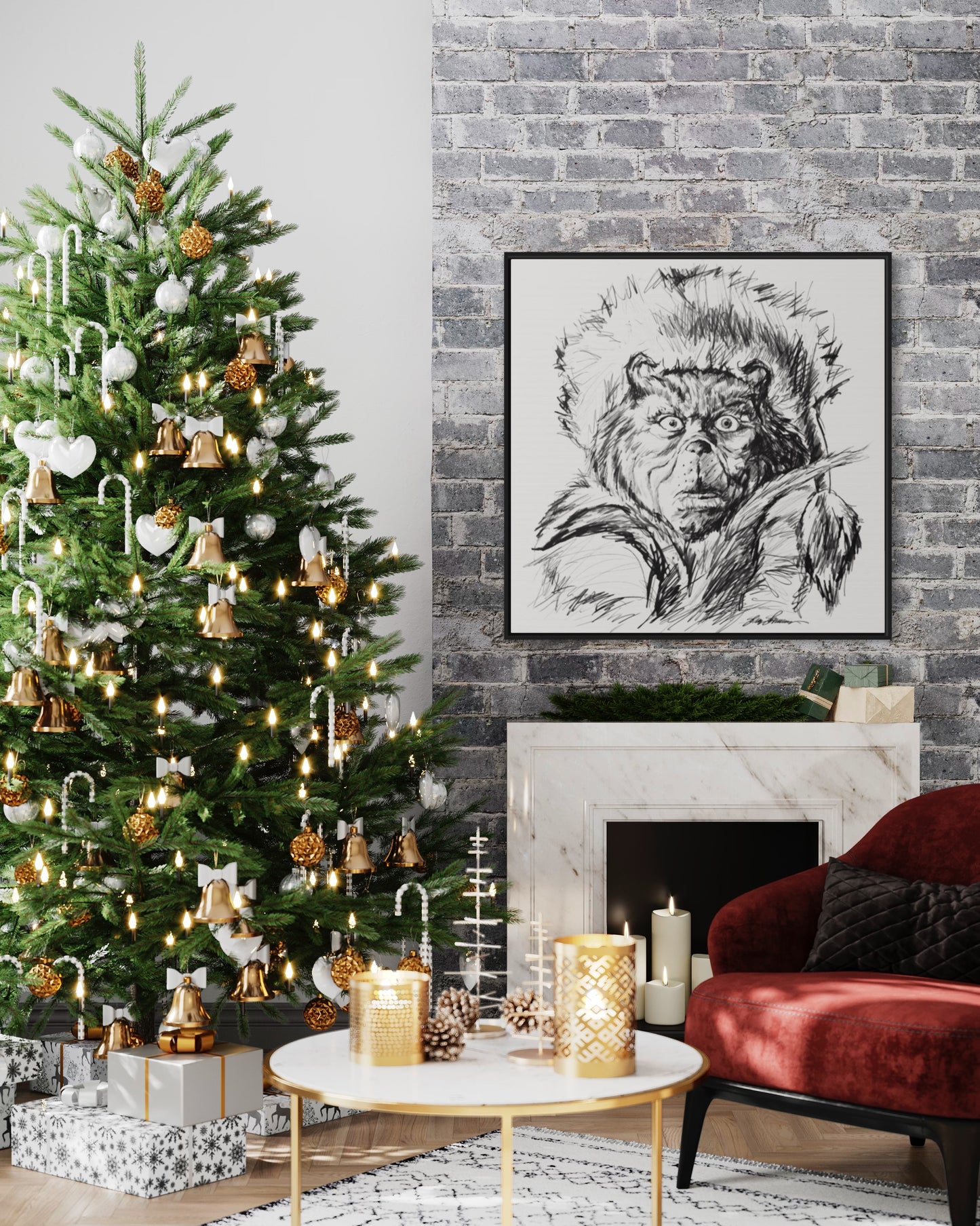 Grinch Sketch on Canvas (print)