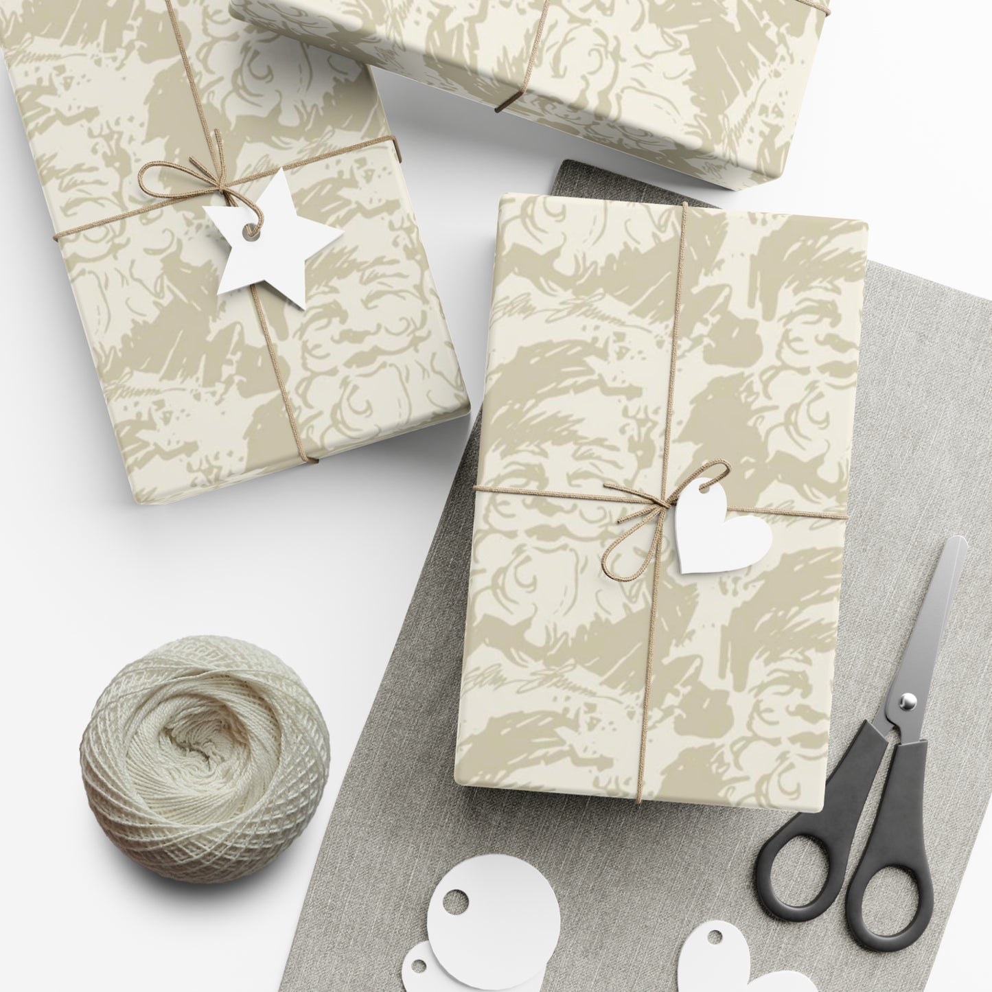 Cream & Taupe Santa Gift Wrap