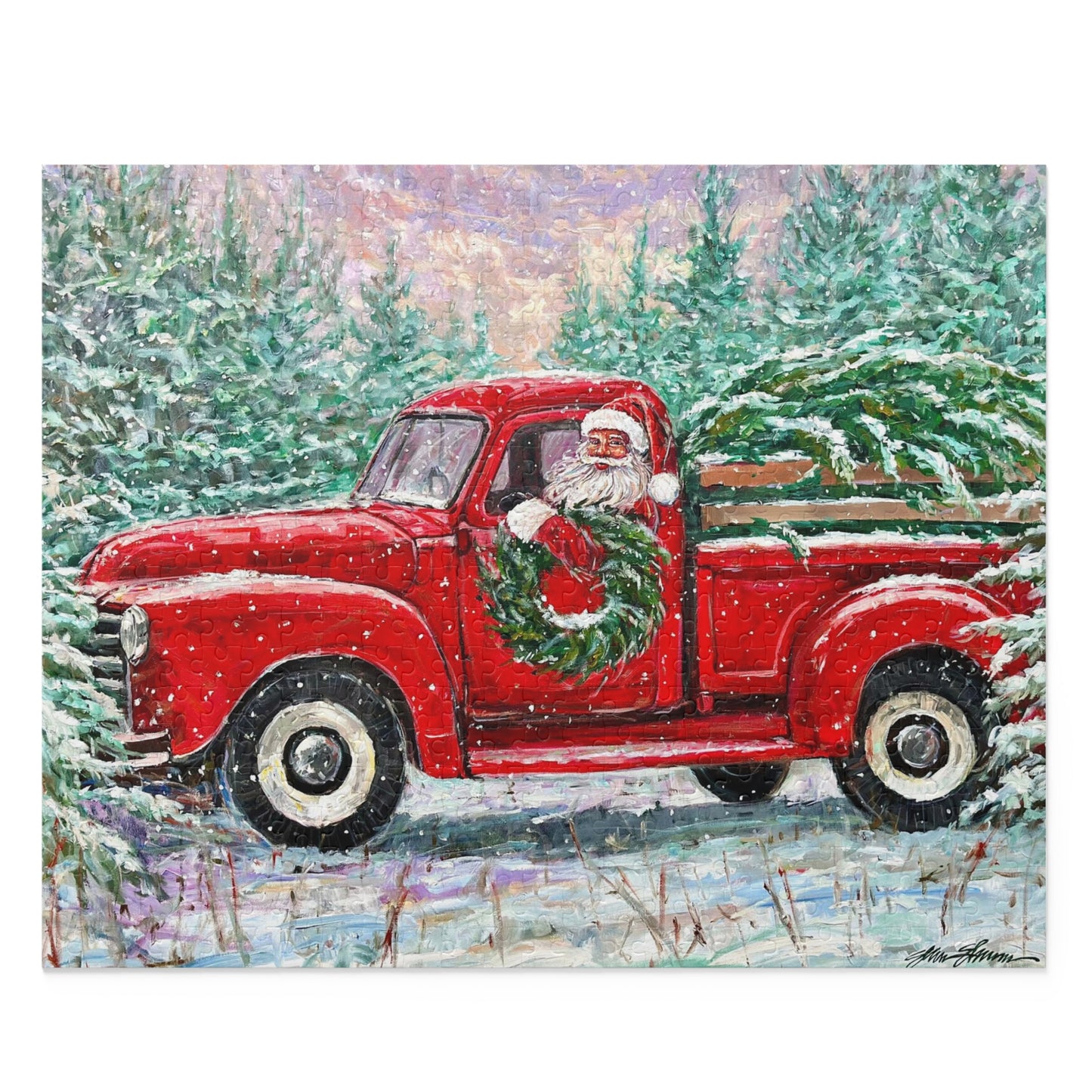 Red Truck Santa 500 piece puzzle
