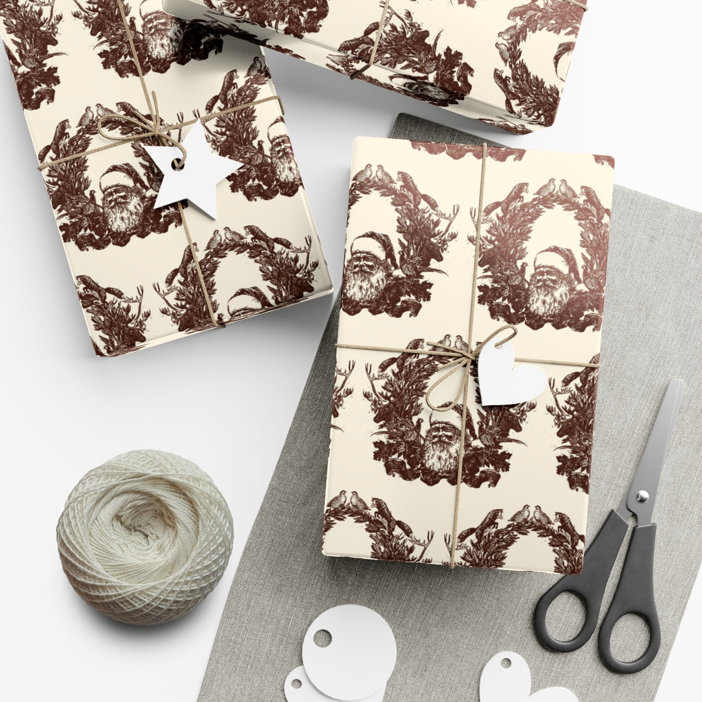 Woodland Gift Wrap / cream + sepia