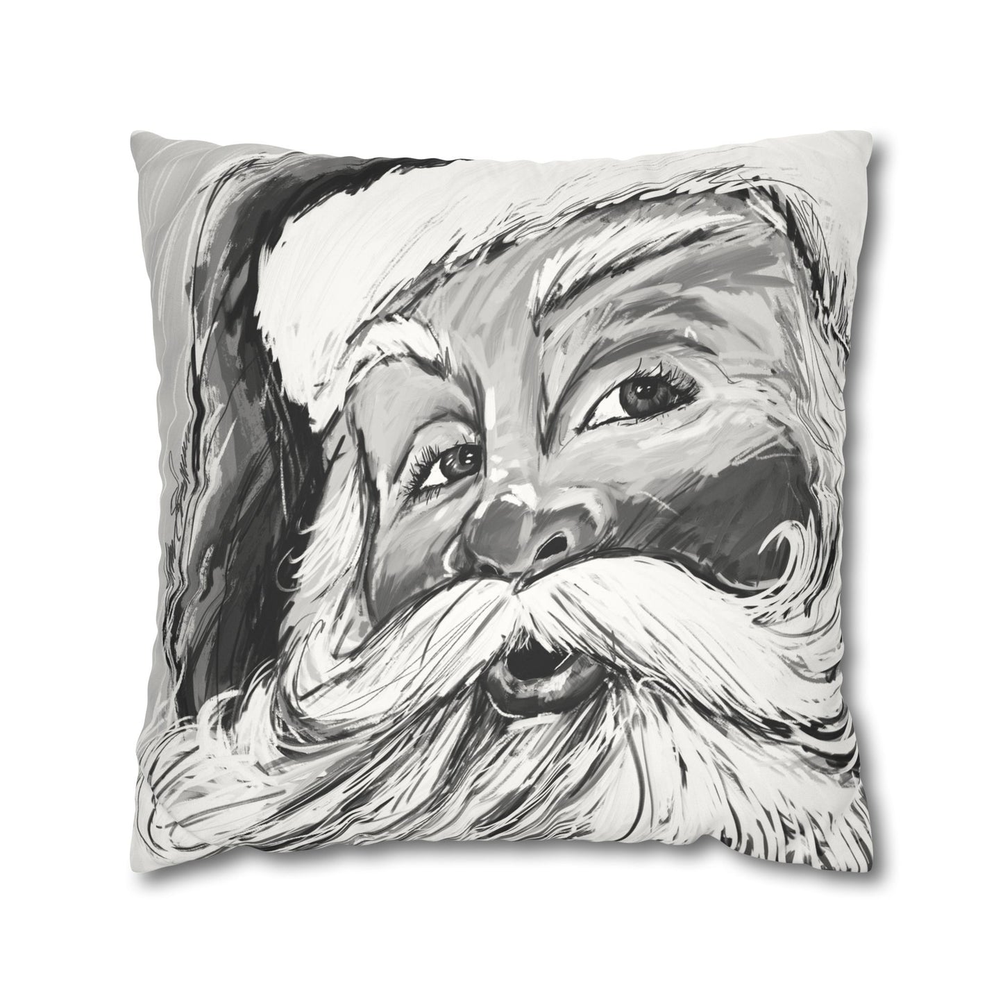 Vonde’s santa BW  Faux Suede Pillow Case (no insert)