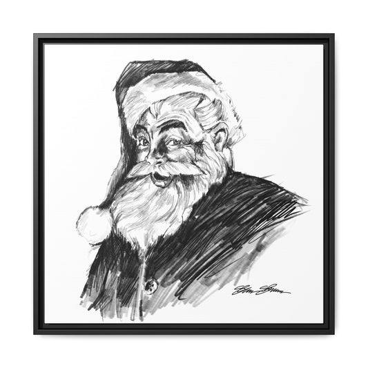 Vintage Santa Sketch Framed Canvas