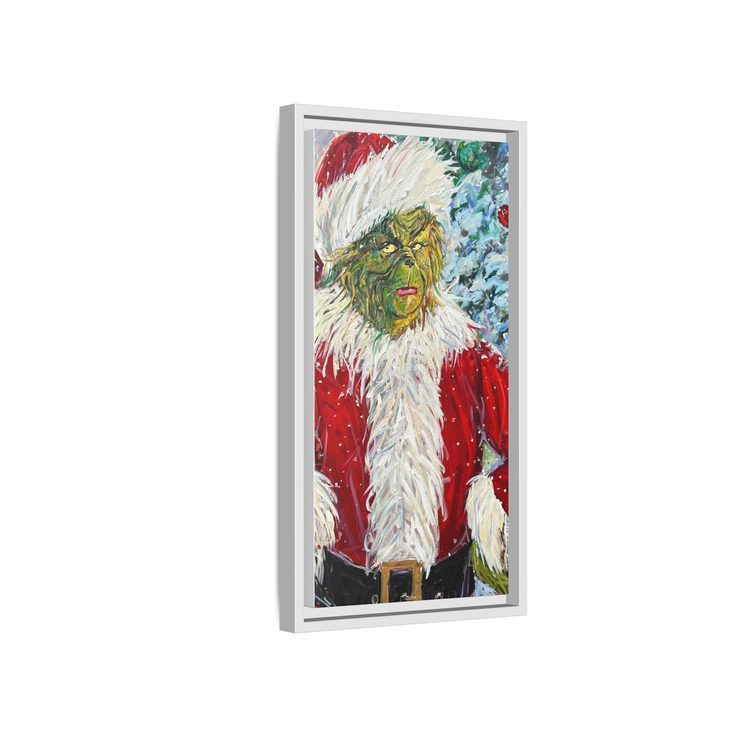 Grinch Santa Matte Canvas Framed Wall Art