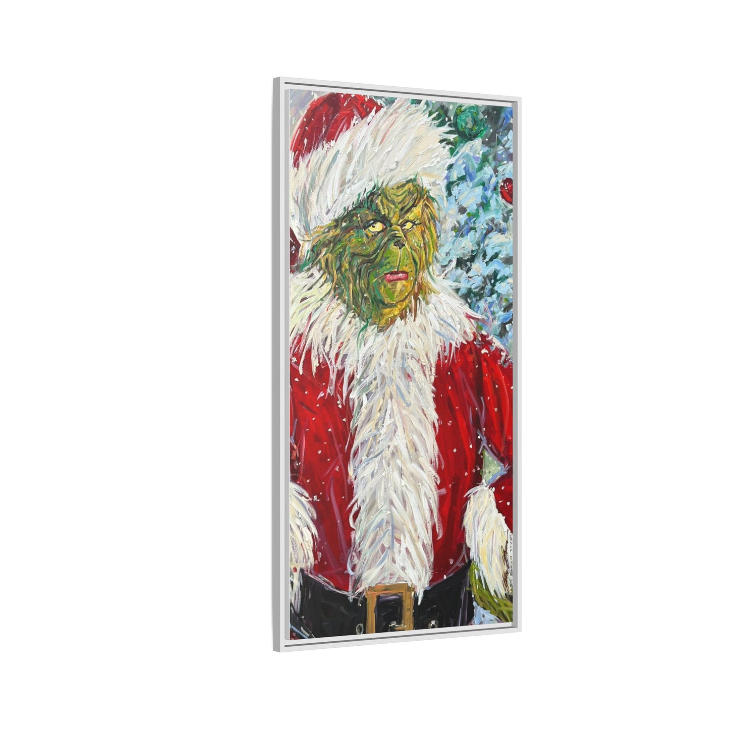 Grinch Santa Matte Canvas Framed Wall Art