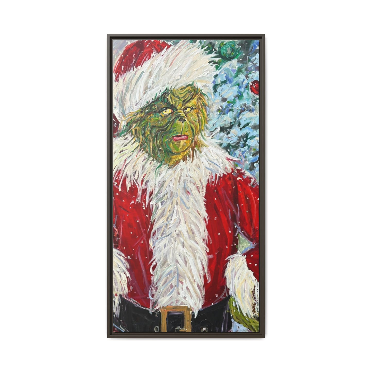 Grinch Santa Matte Canvas Framed Wall Art