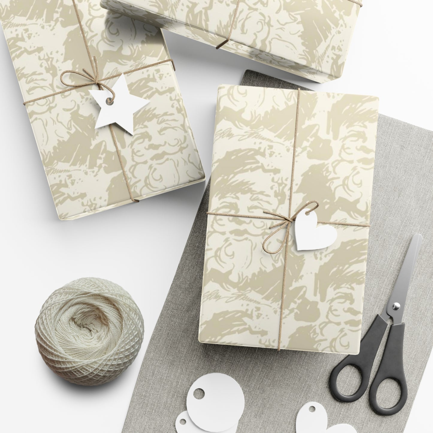 Cream & Taupe Santa Gift Wrap