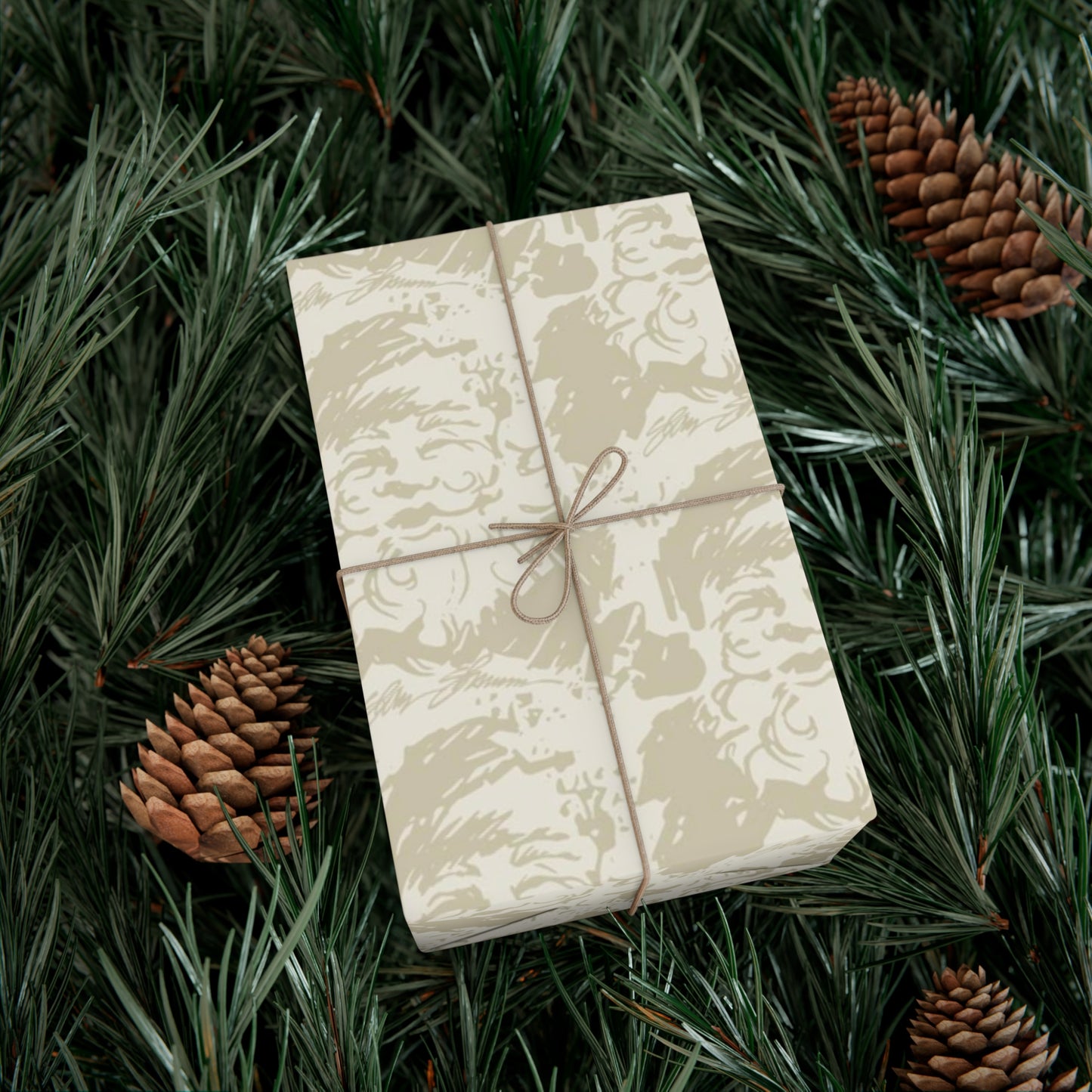 Cream & Taupe Santa Gift Wrap