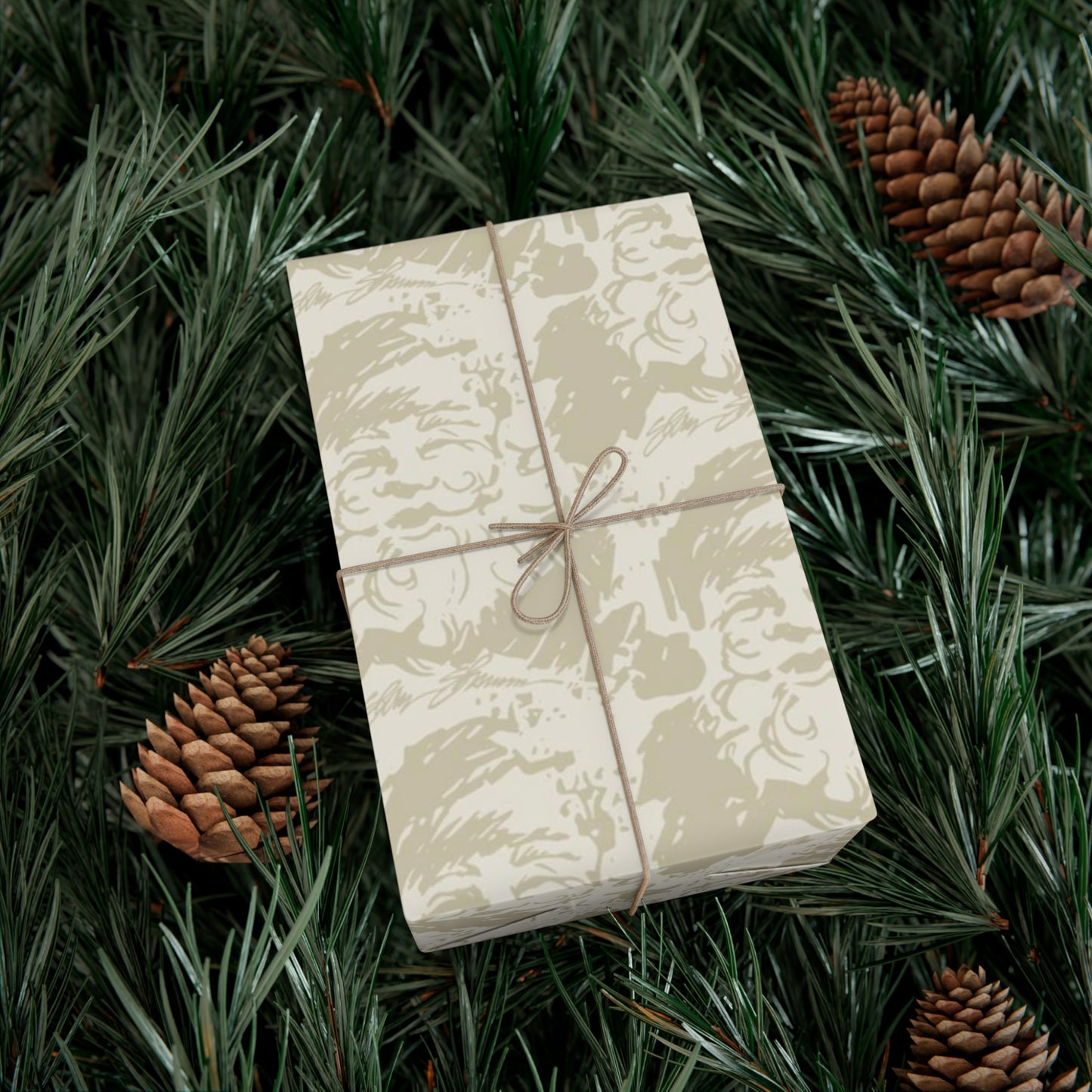 Cream & Taupe Santa Gift Wrap