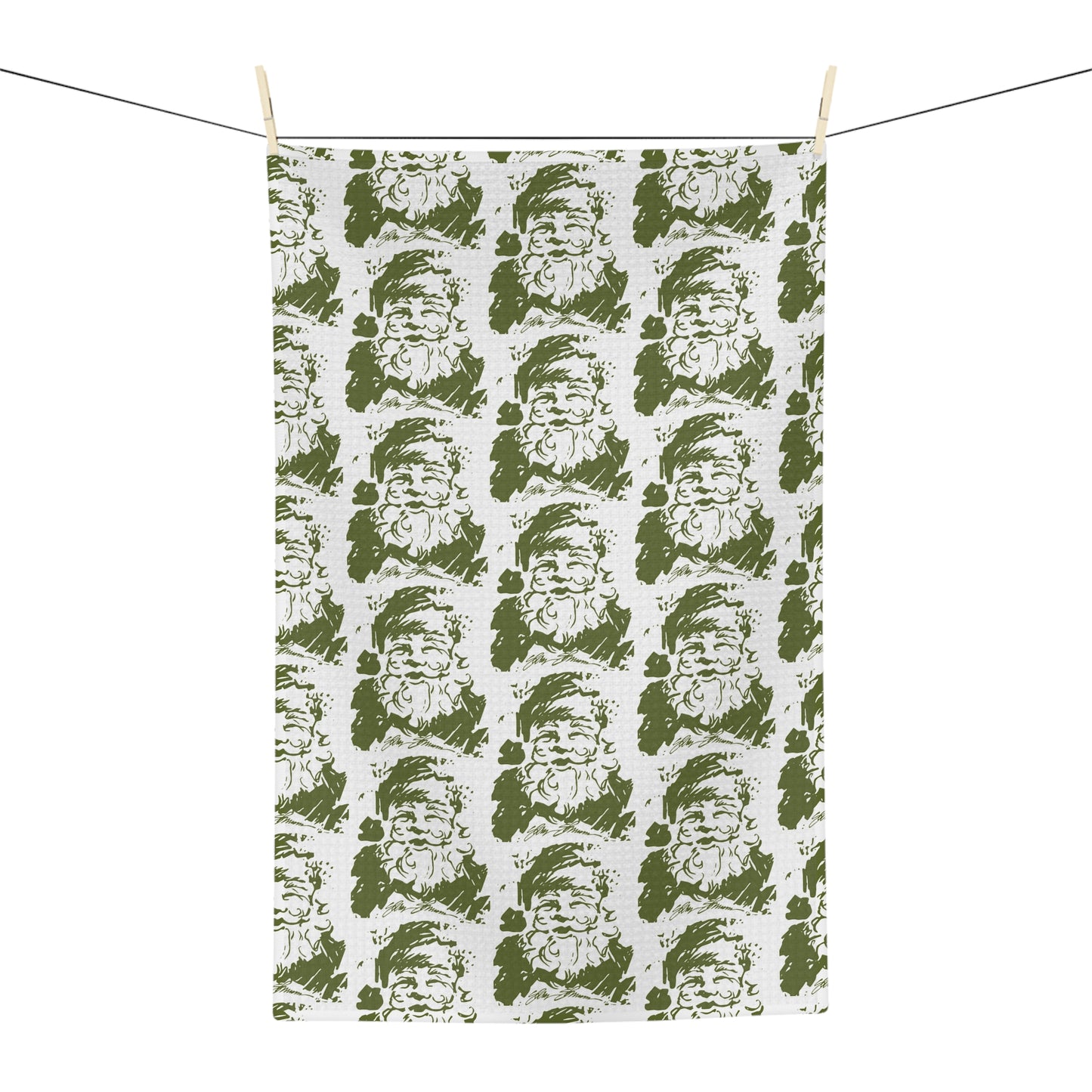 Tea Towel Santa Green