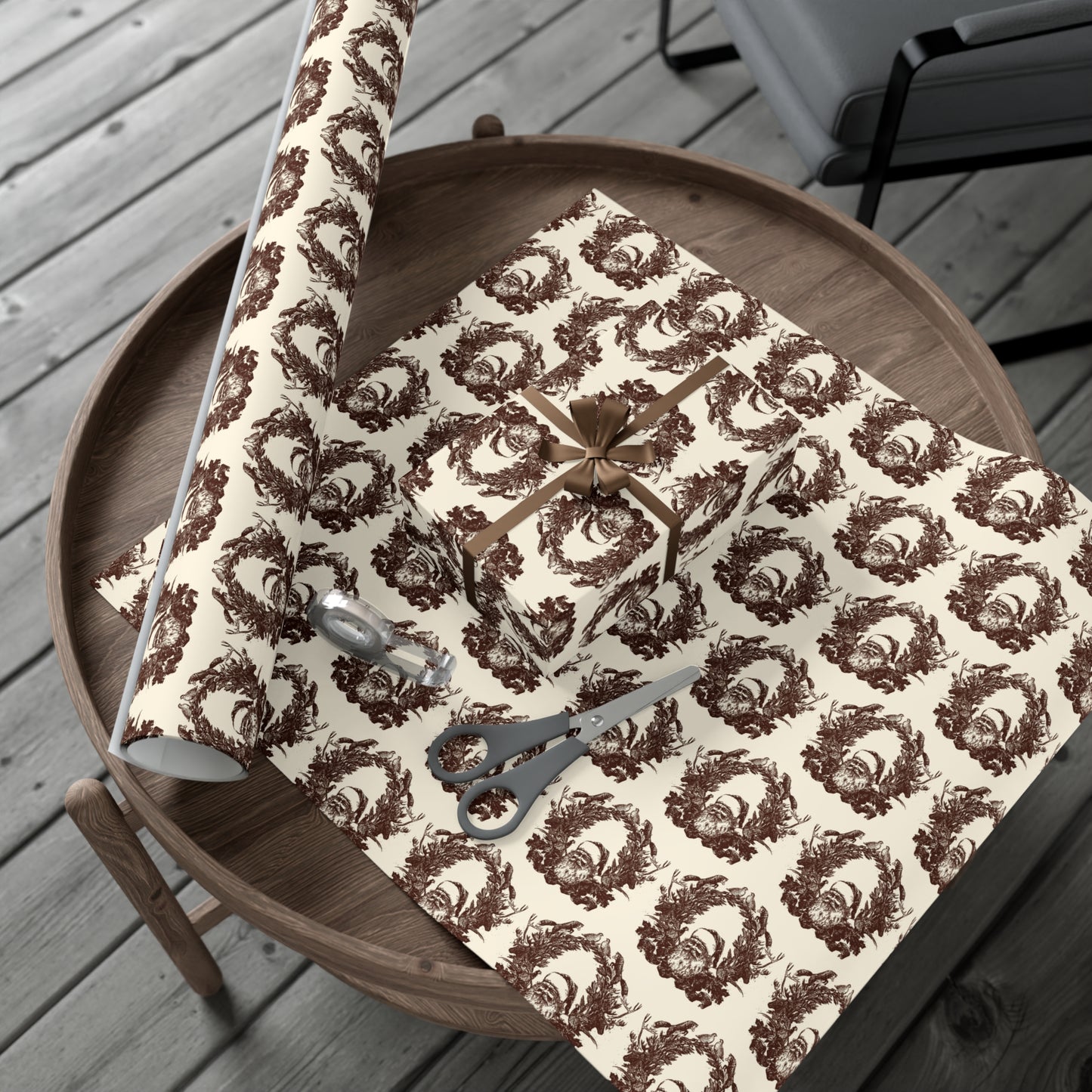 Woodland Gift Wrap / cream + sepia