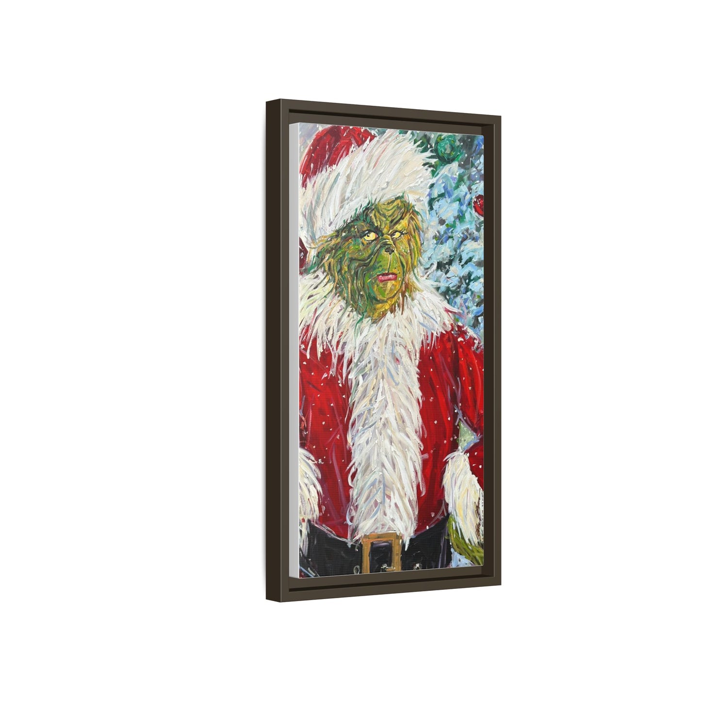Grinch Santa Matte Canvas Framed Wall Art