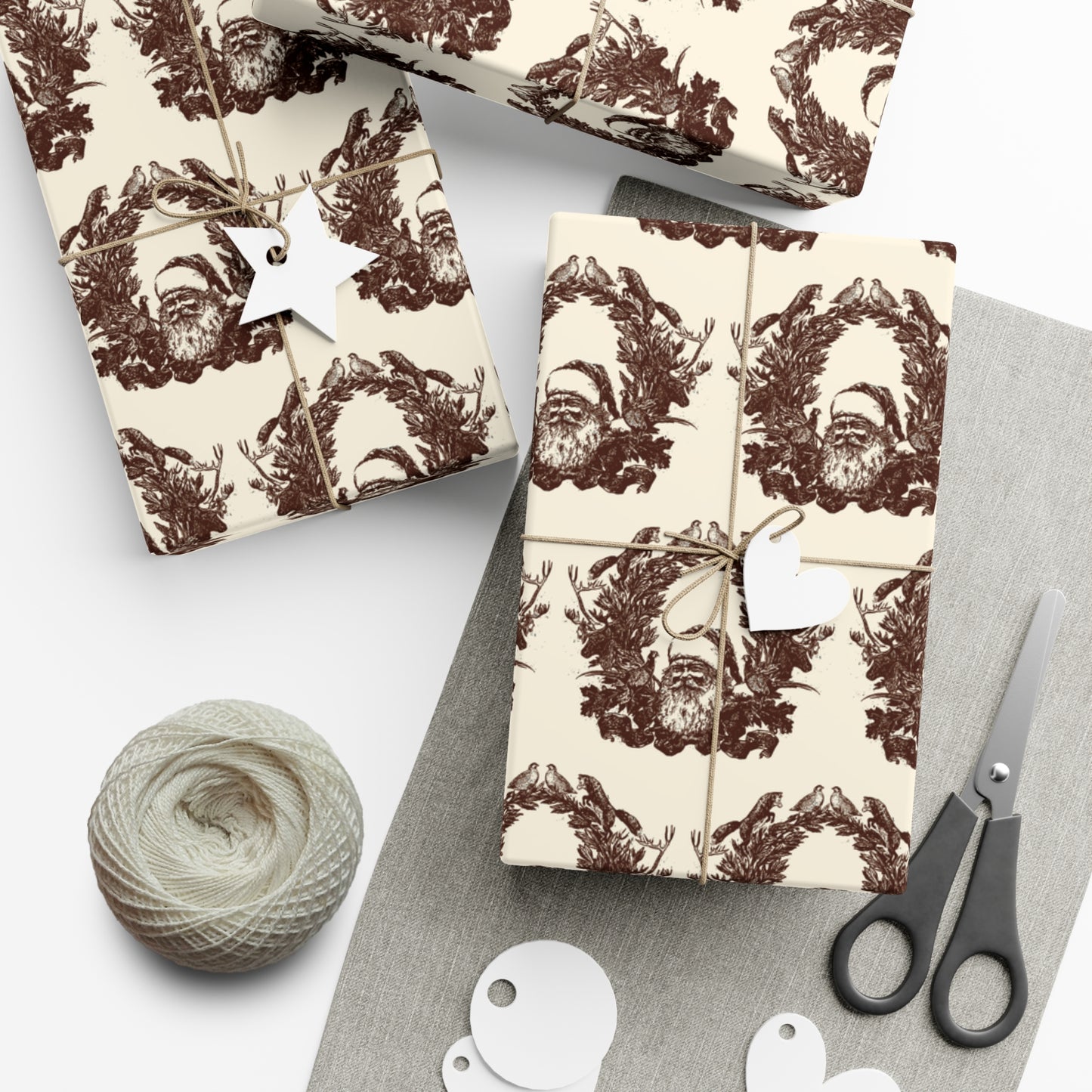 Woodland Gift Wrap / cream + sepia