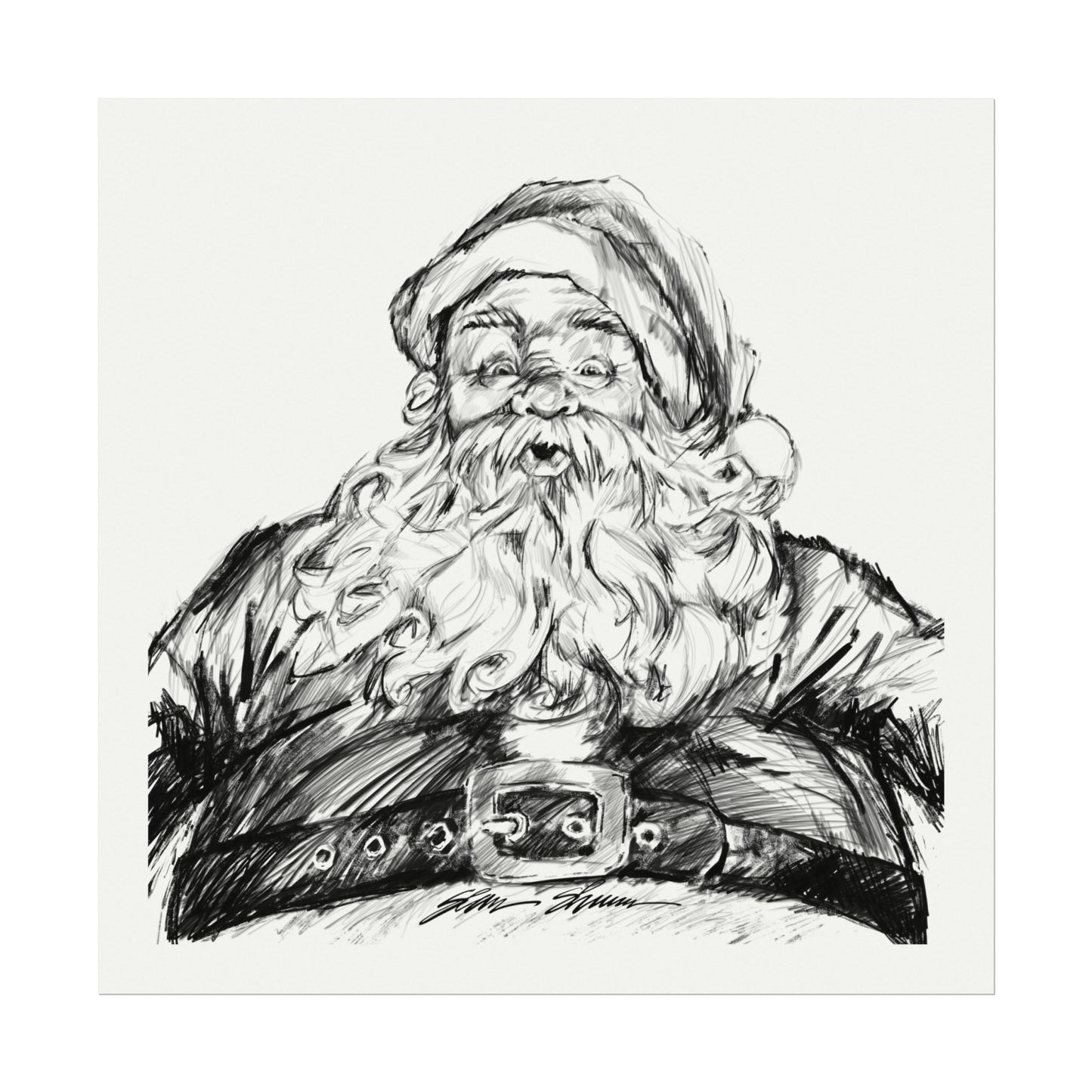 2023 Santa on Textured Watercolor paper
