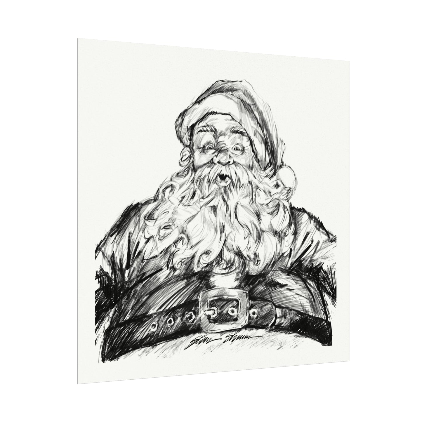 2023 Santa on Textured Watercolor paper