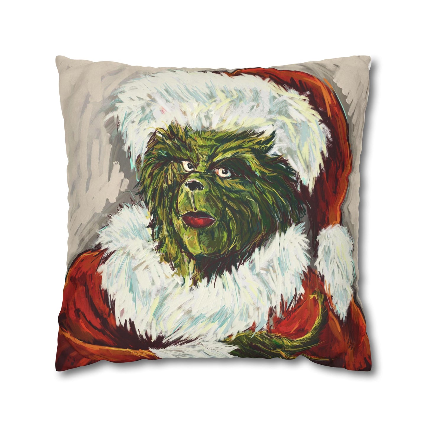 GRINCH / SANTA COLOR  Double Sided Pillow  (no insert)