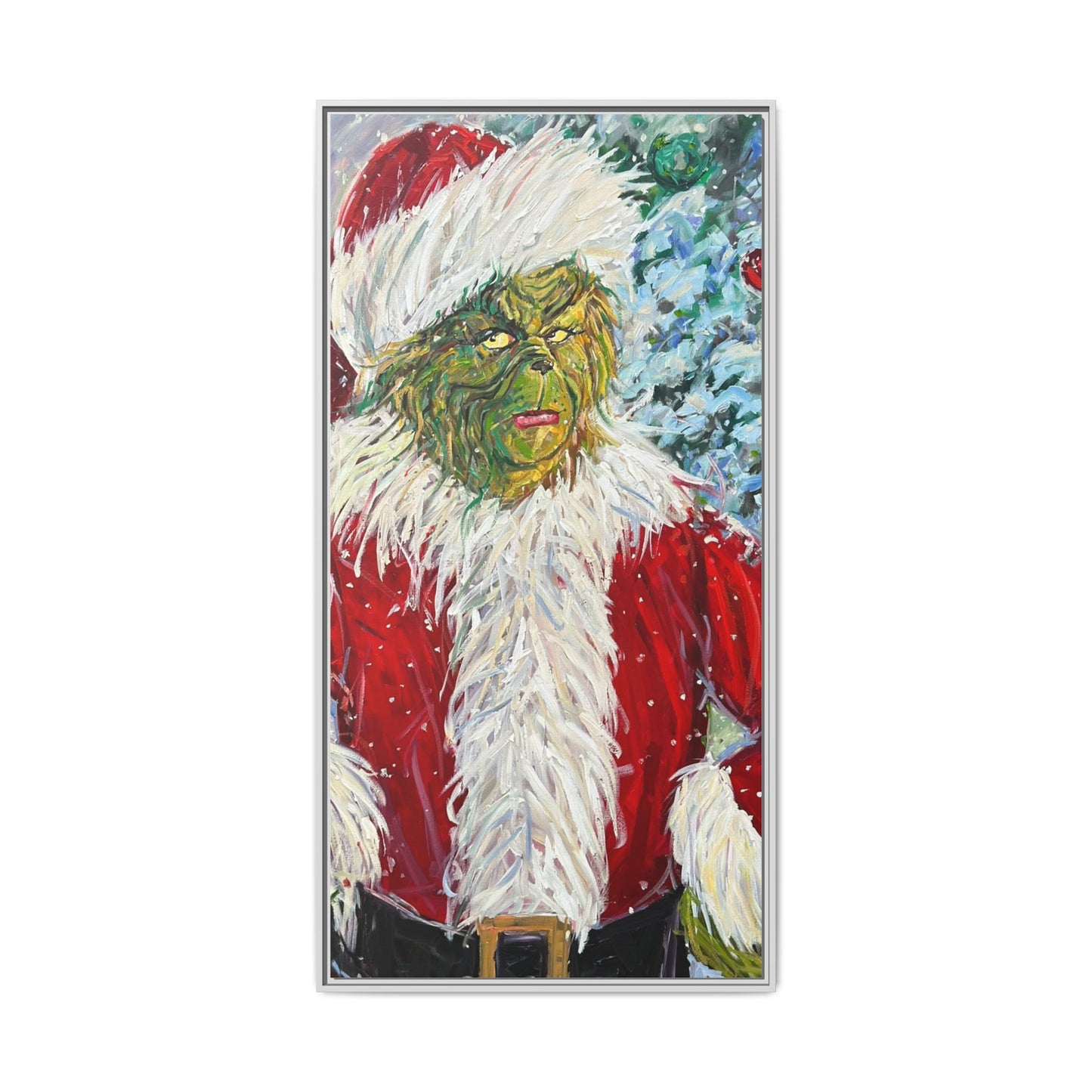 Grinch Santa Matte Canvas Framed Wall Art