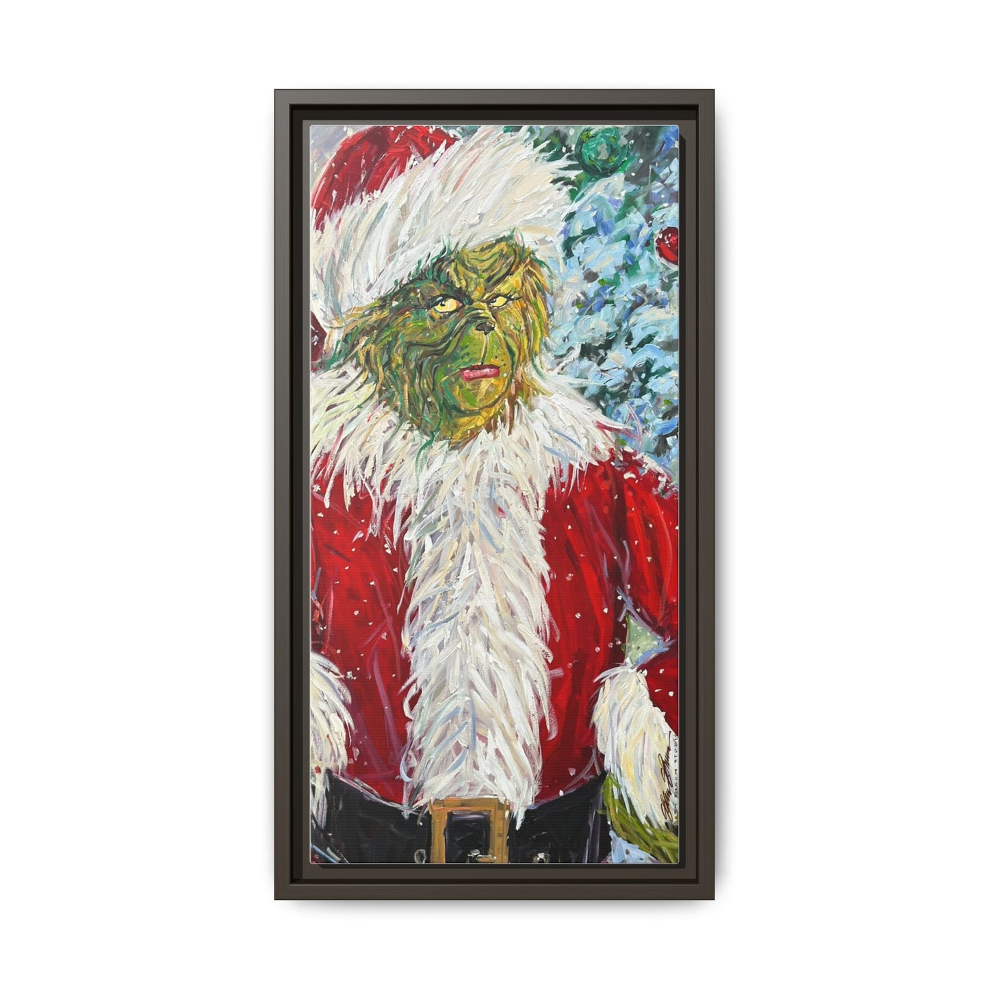 Grinch Santa Matte Canvas Framed Wall Art