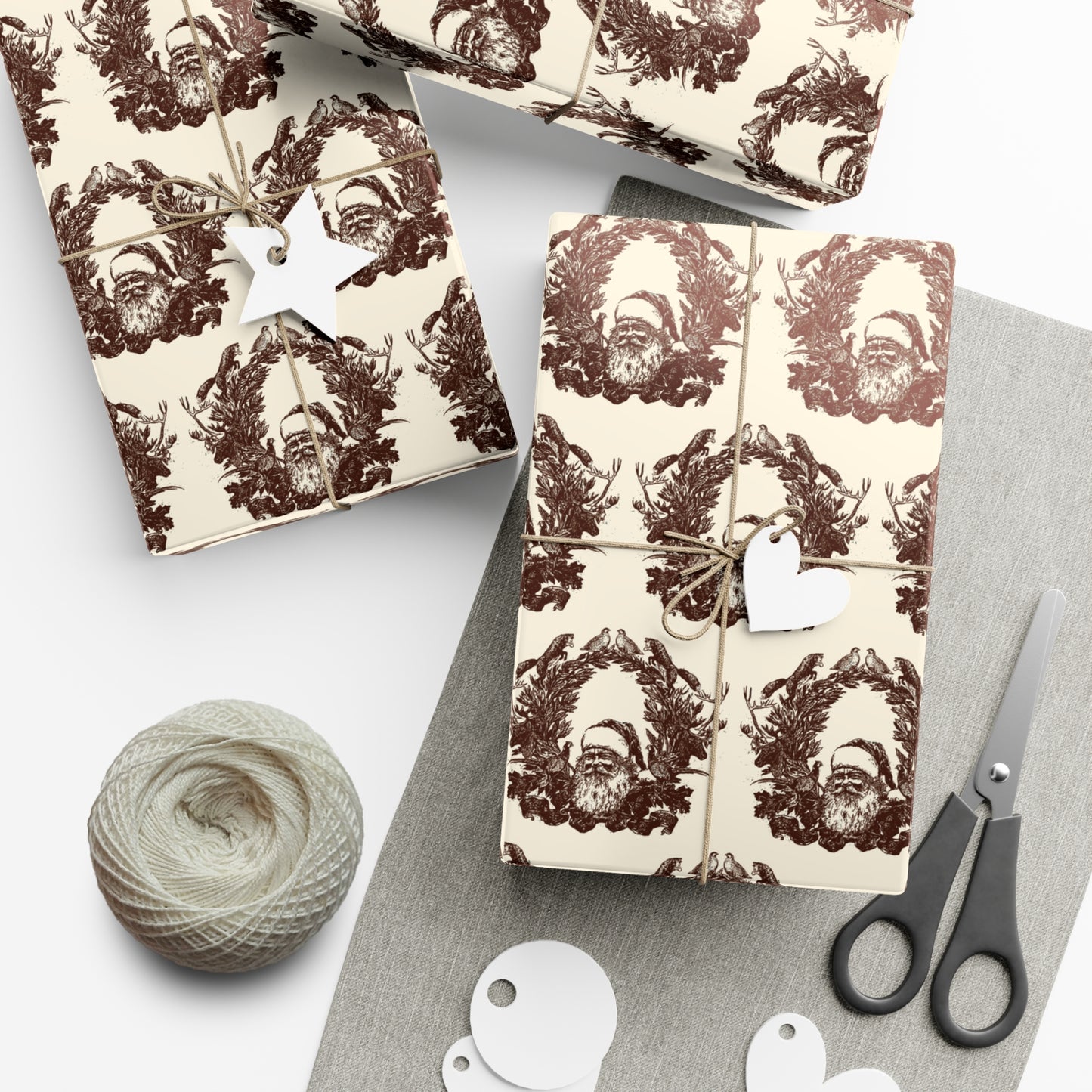 Woodland Gift Wrap / cream + sepia