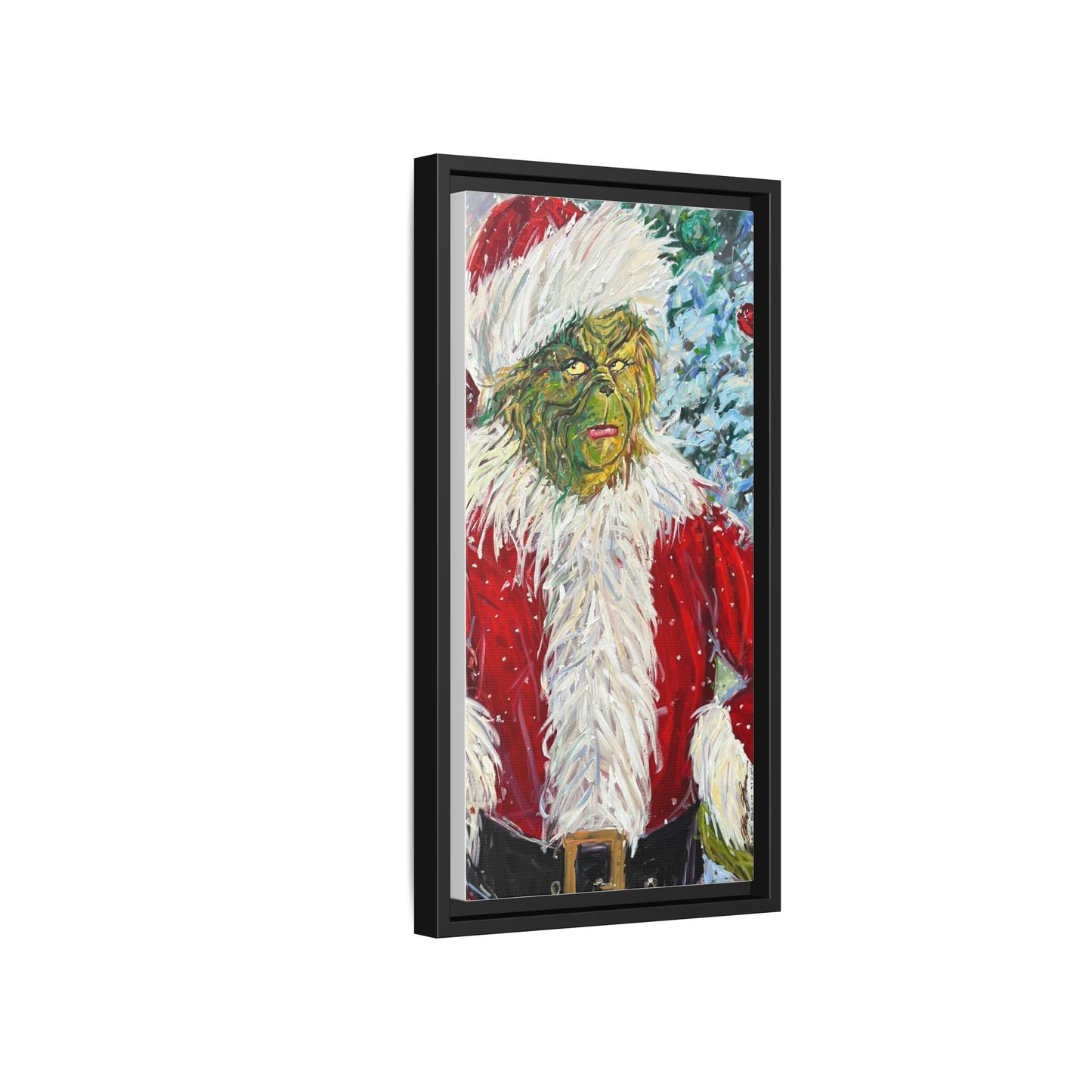 Grinch Santa Matte Canvas Framed Wall Art