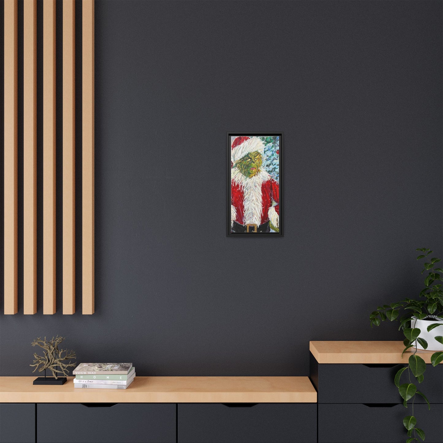 Grinch Santa Matte Canvas Framed Wall Art