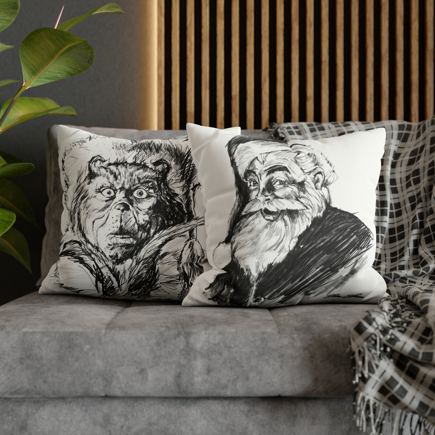 SANTA / GRINCH Double Sided Pillow Case (insert not included)