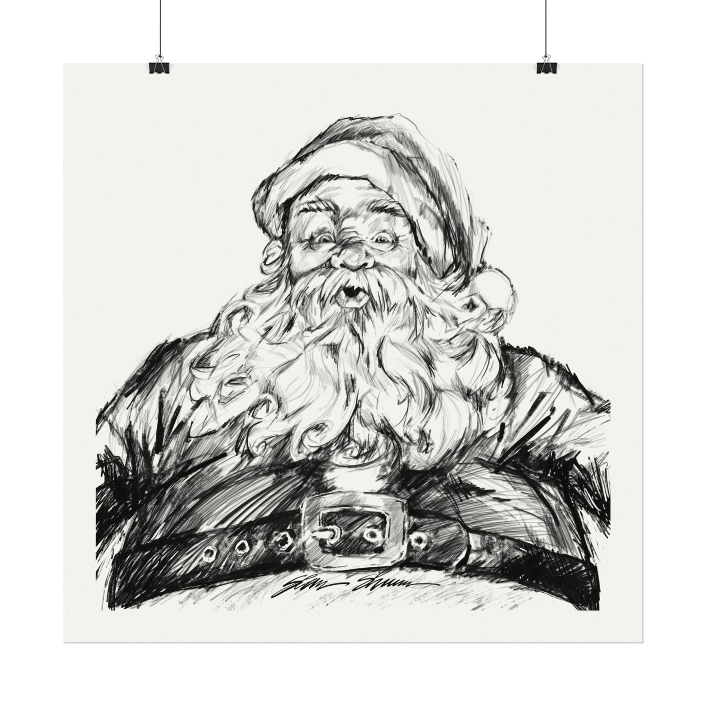 2023 Santa on Textured Watercolor paper