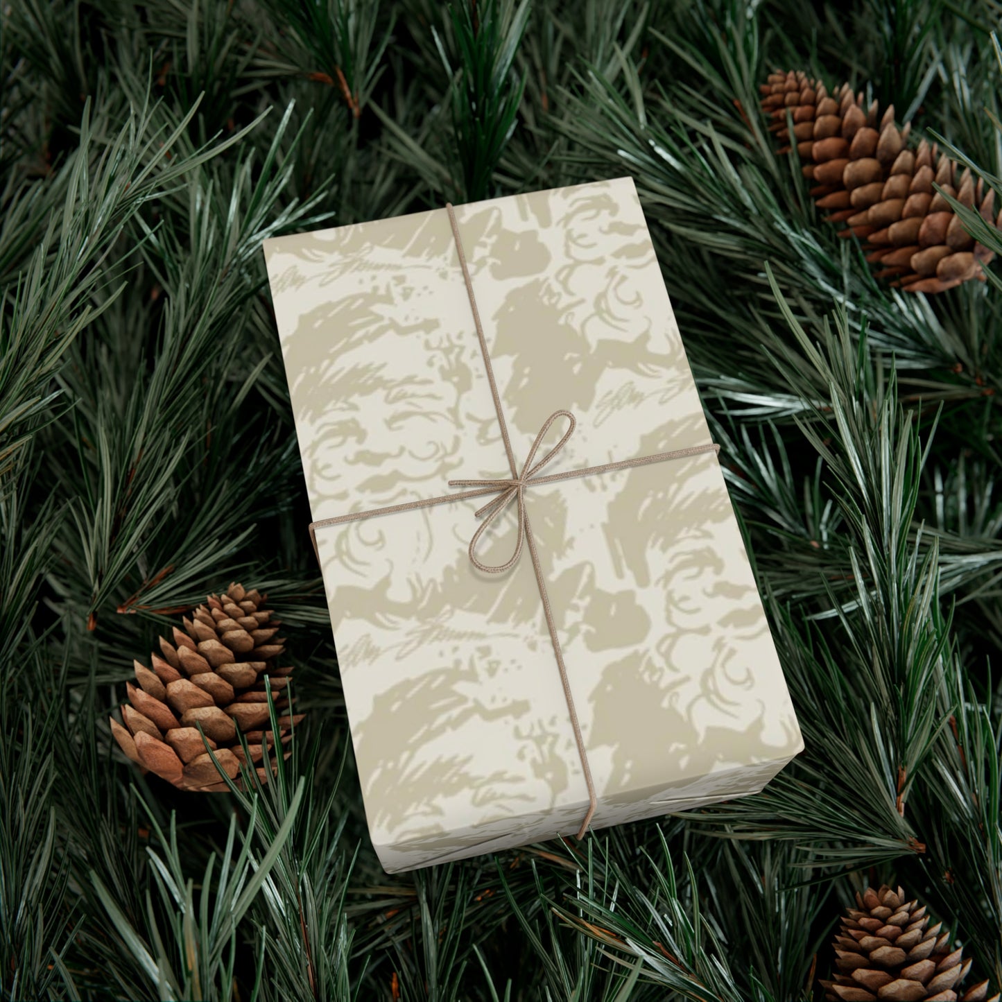 Cream & Taupe Santa Gift Wrap