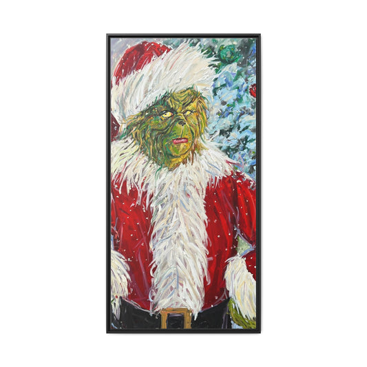 Grinch Santa Matte Canvas Framed Wall Art