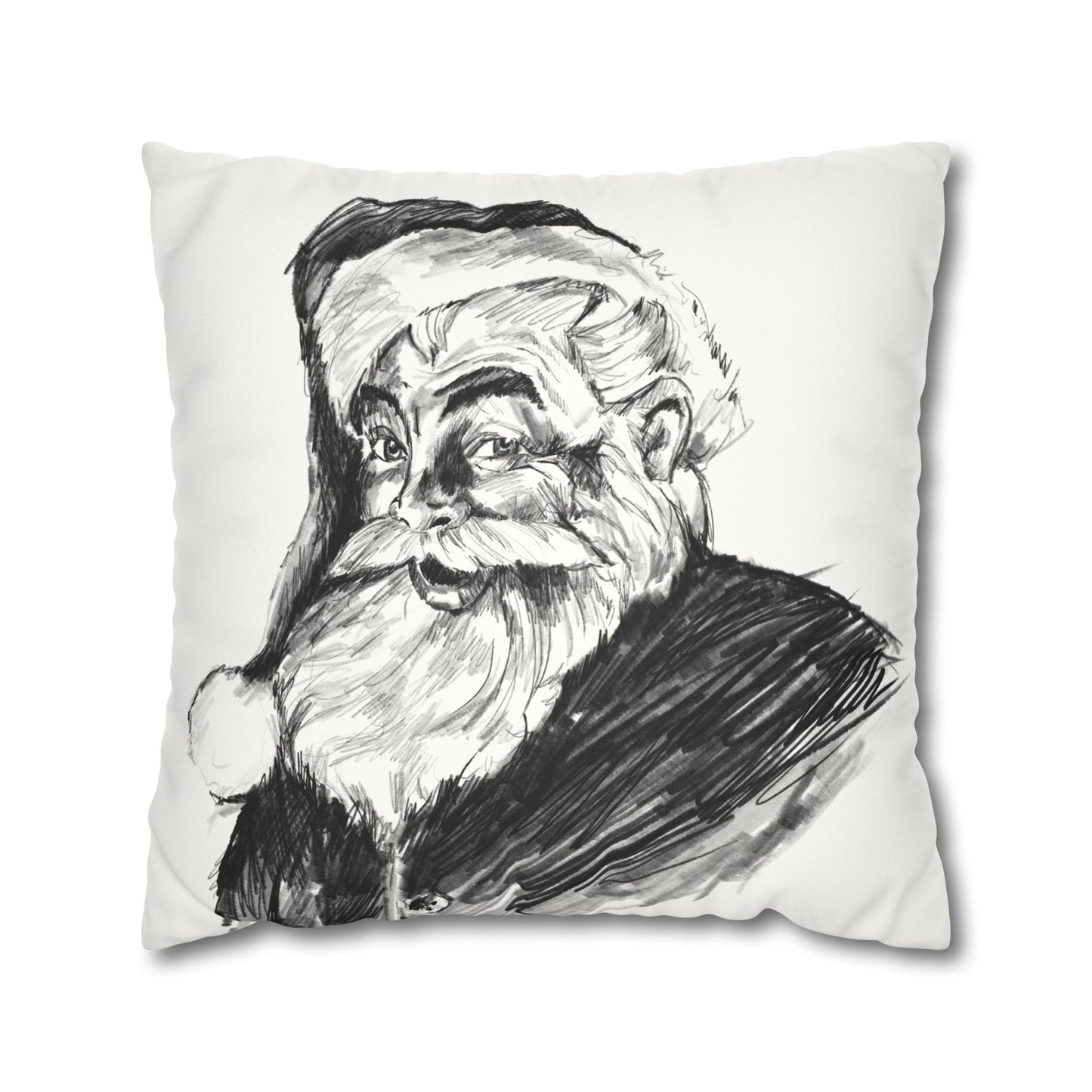 Classic Santa Faux Suede Pillow Case (no insert)
