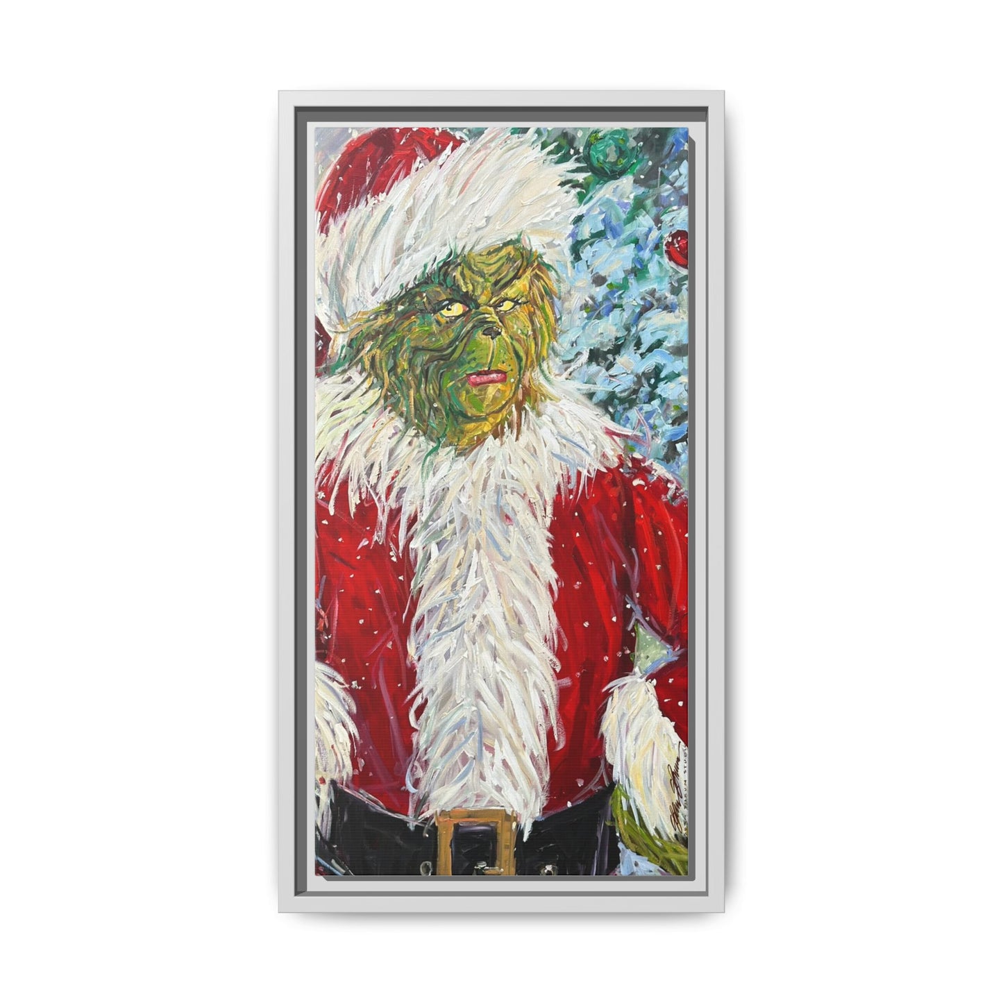 Grinch Santa Matte Canvas Framed Wall Art