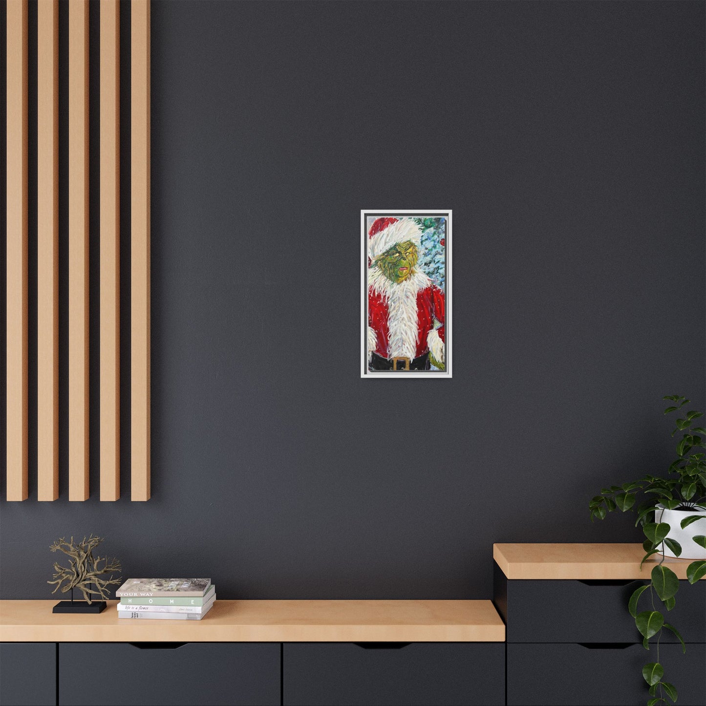 Grinch Santa Matte Canvas Framed Wall Art