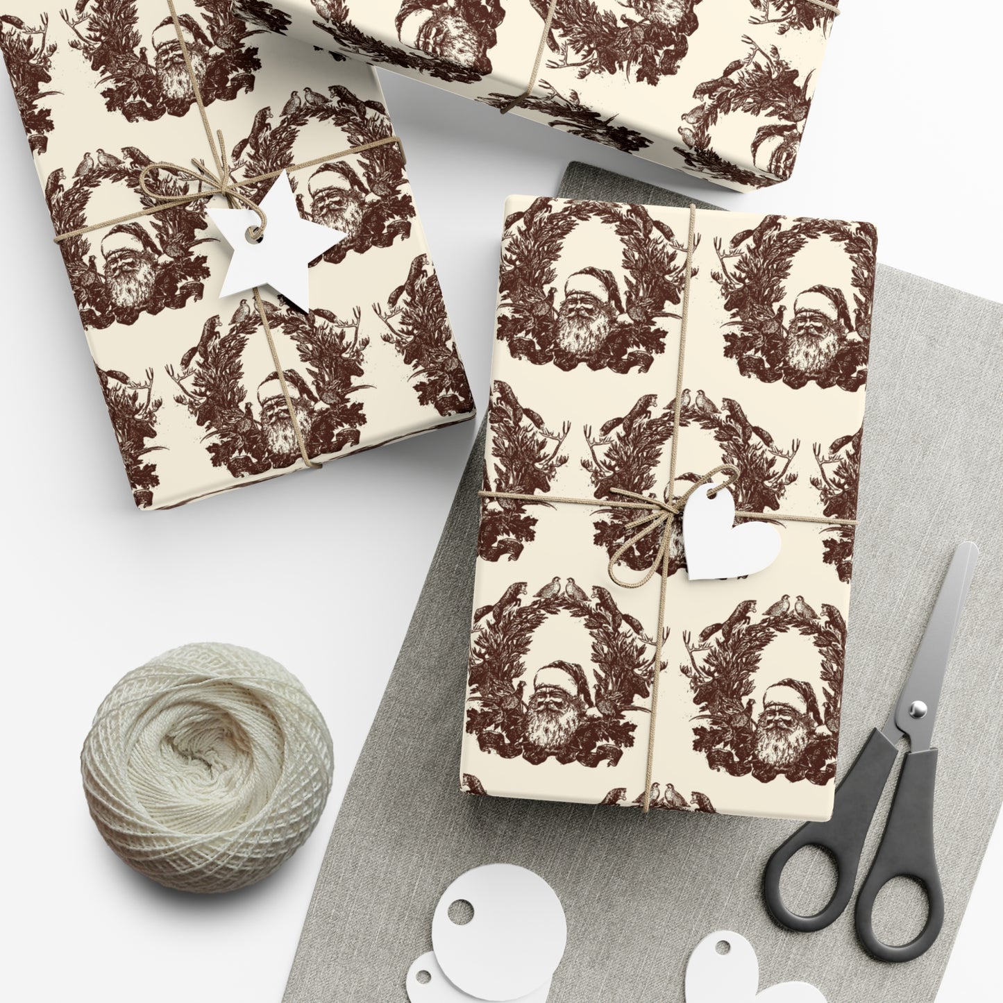 Woodland Gift Wrap / cream + sepia