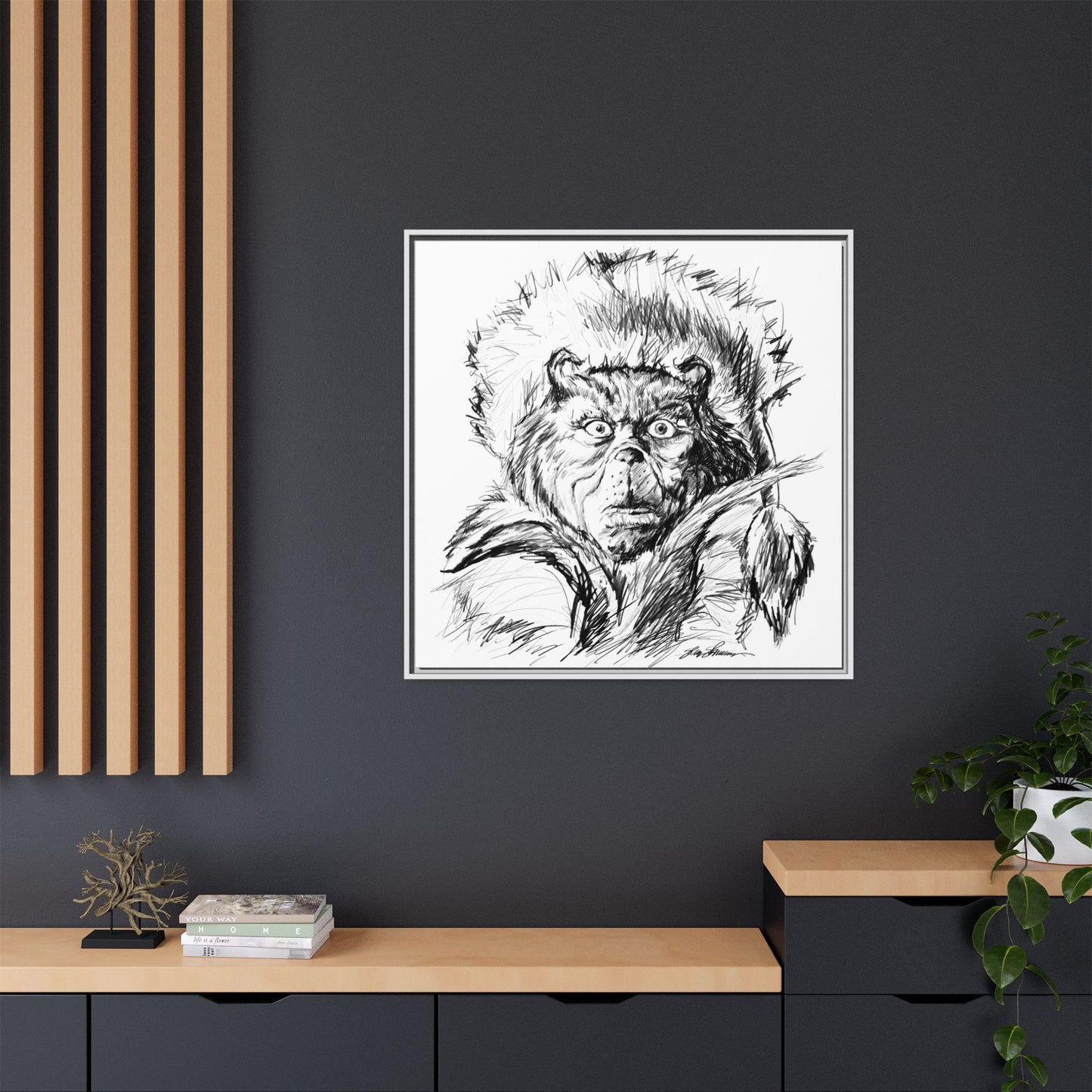 Grinch Sketch on Canvas (print)