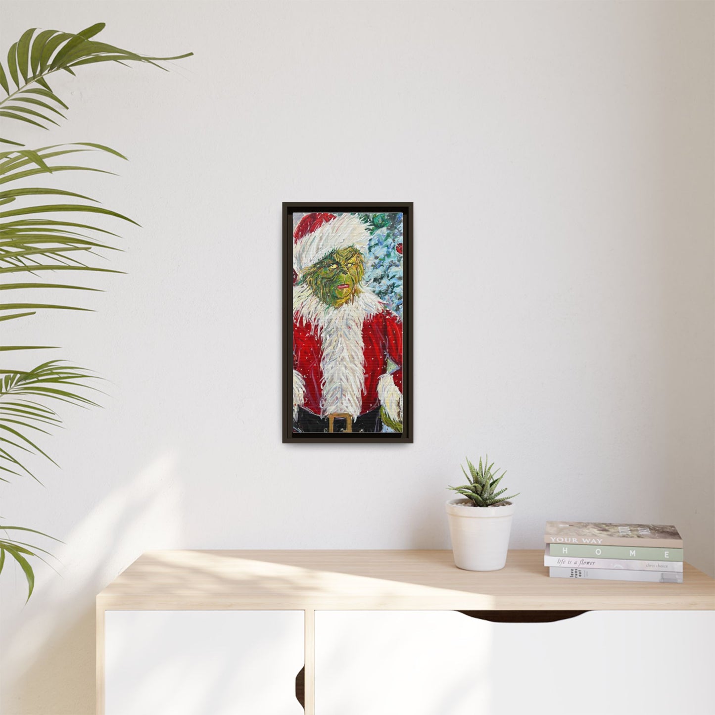 Grinch Santa Matte Canvas Framed Wall Art