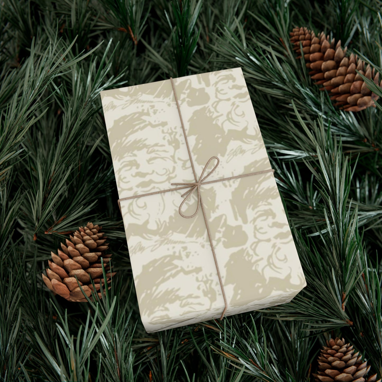 Cream & Taupe Santa Gift Wrap