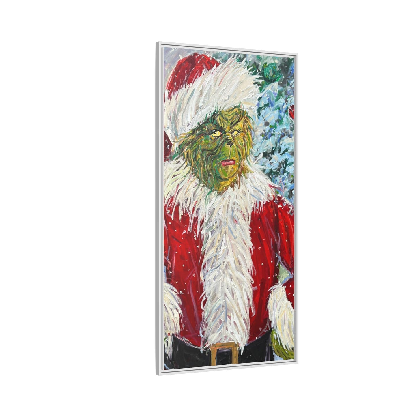 Grinch Santa Matte Canvas Framed Wall Art