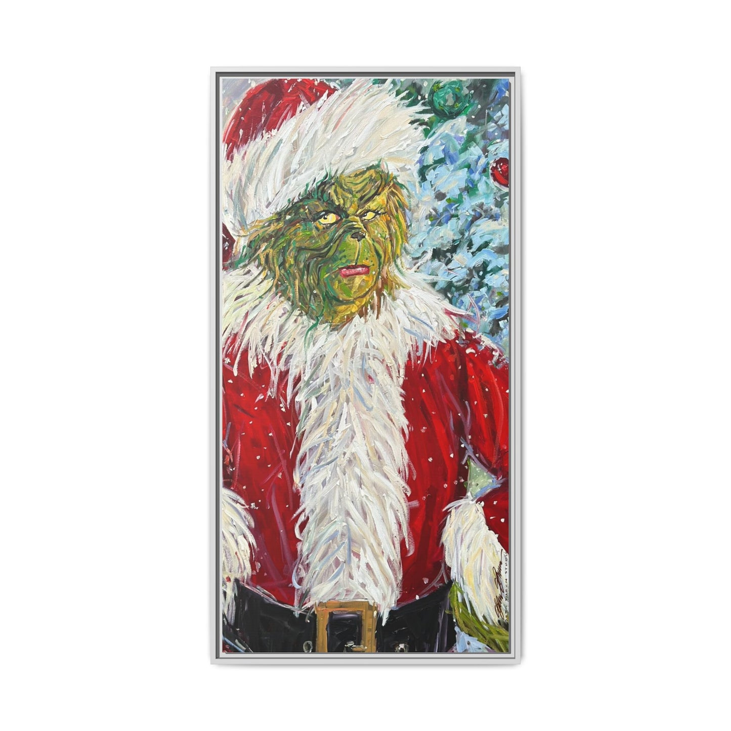 Grinch Santa Matte Canvas Framed Wall Art